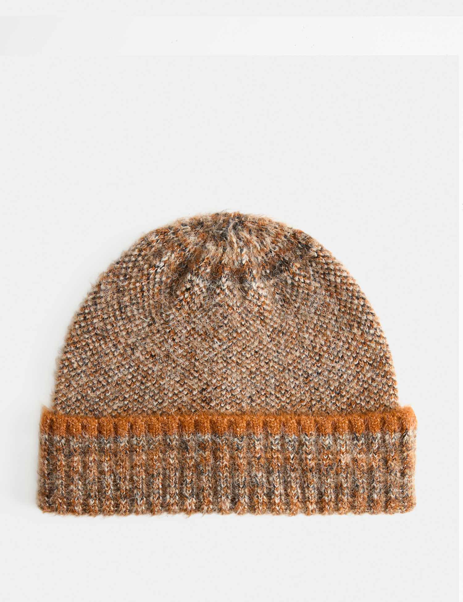 M&S Knitted Beanie Hat Brown Mix