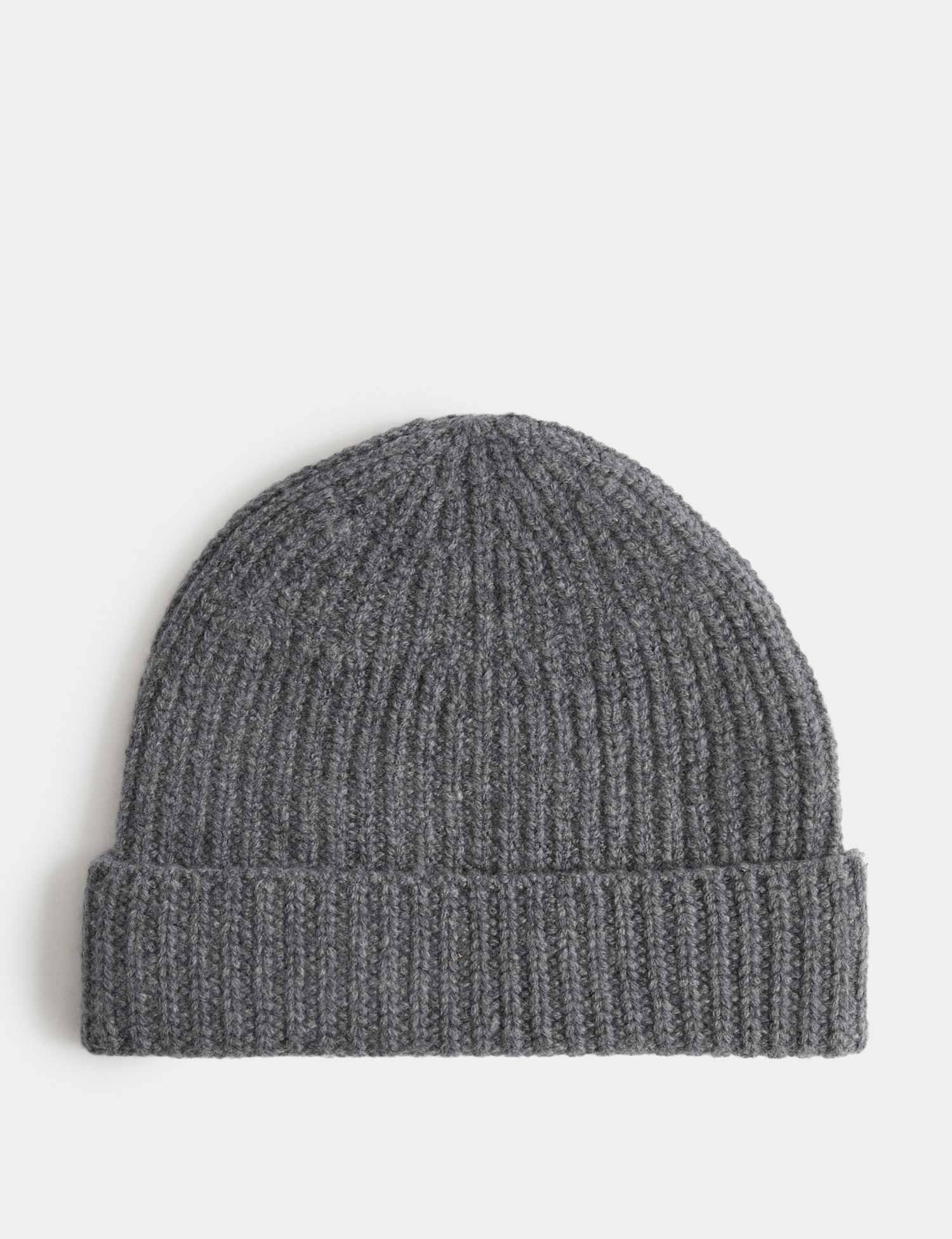 M&S Wool Blend Open Knit Beanie Hat Charcoal