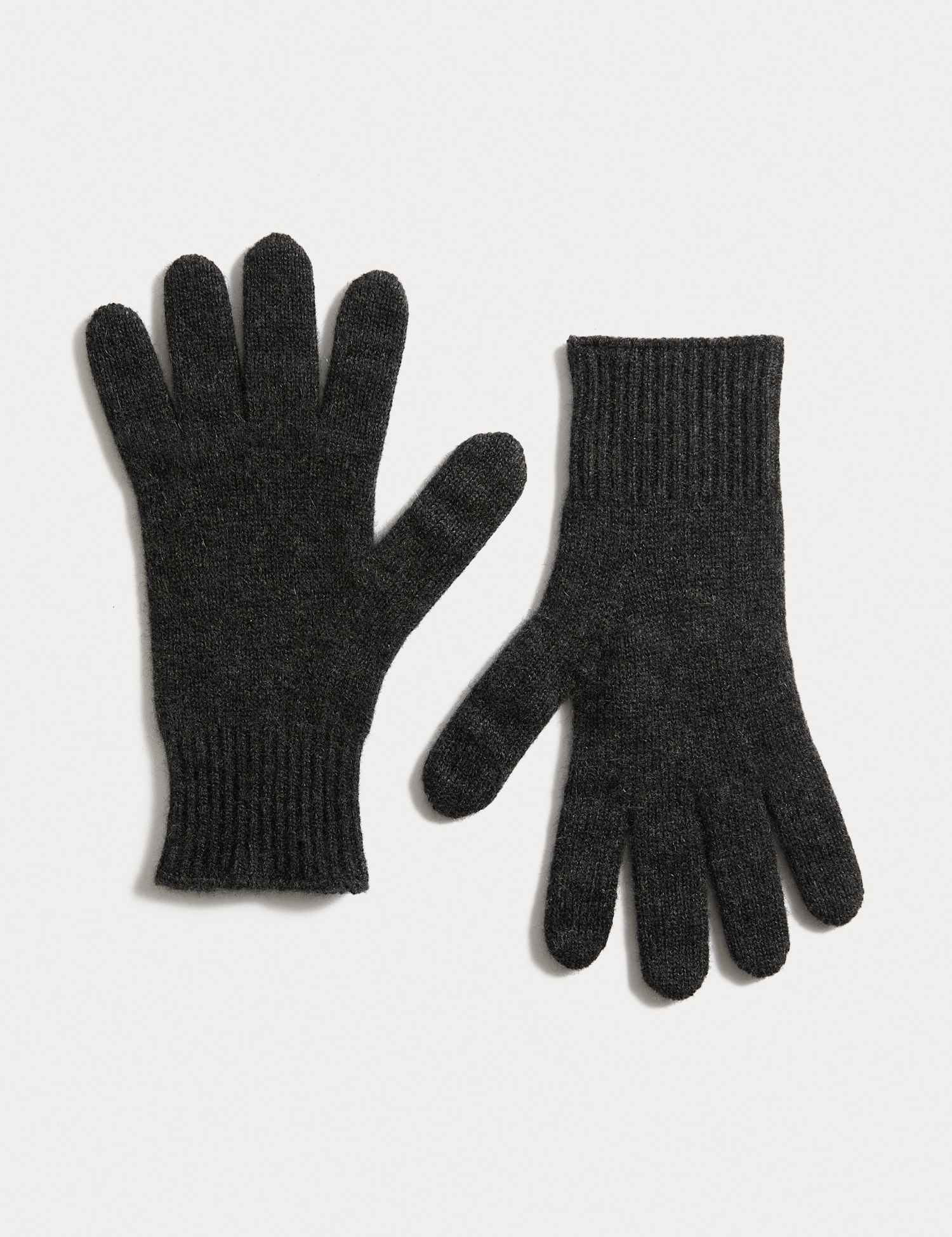 Autograph Pure Cashmere Knitted Gloves Charcoal