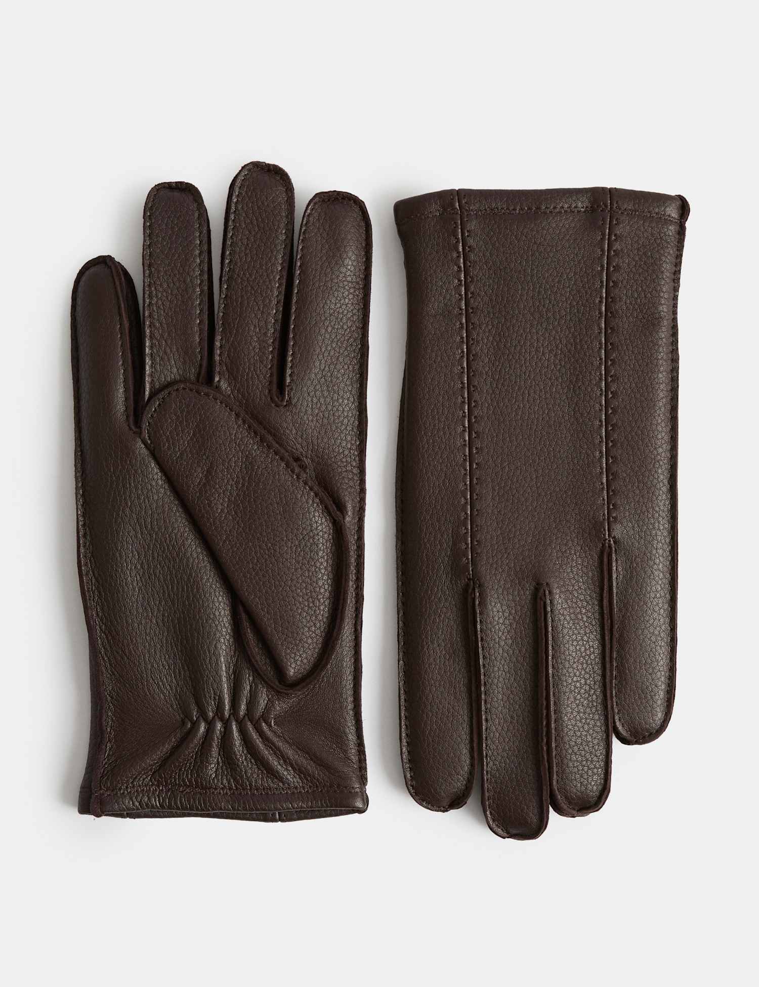 Autograph Leather Cashmere Lined Gloves Dark Brown