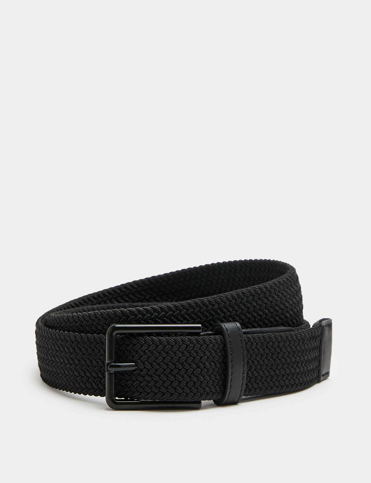 M&S Stretch Woven Belt Black