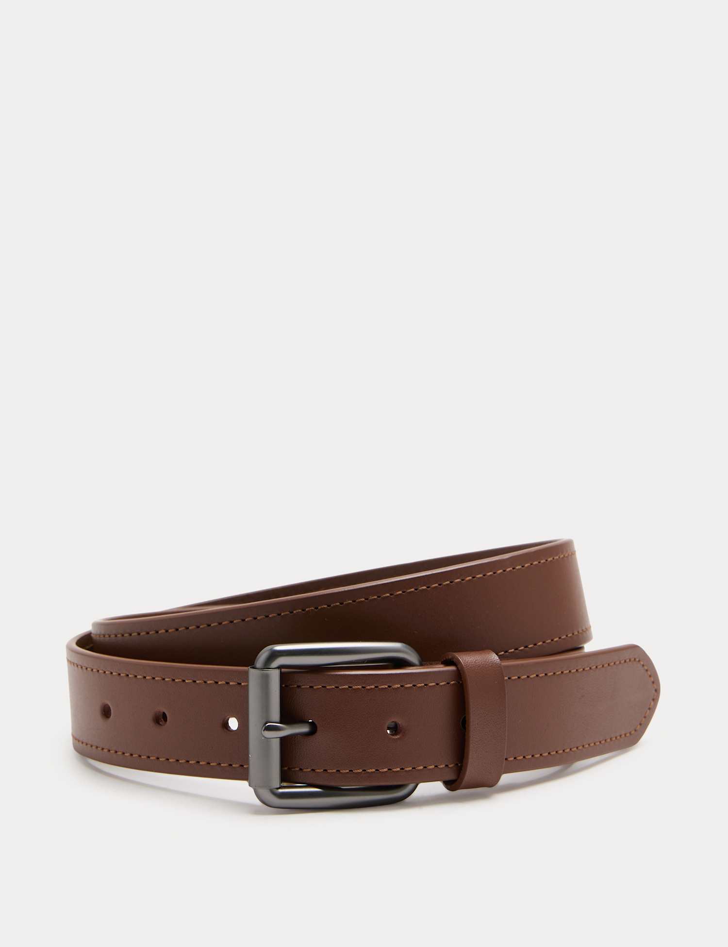 M&S Leather Stitch Detail Belt Brown