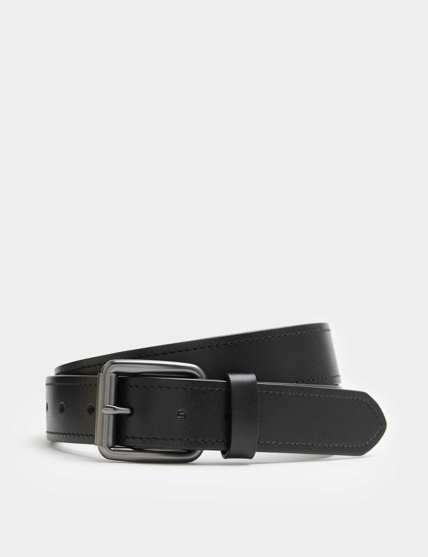 M&S Leather Stitch Detail Belt Black