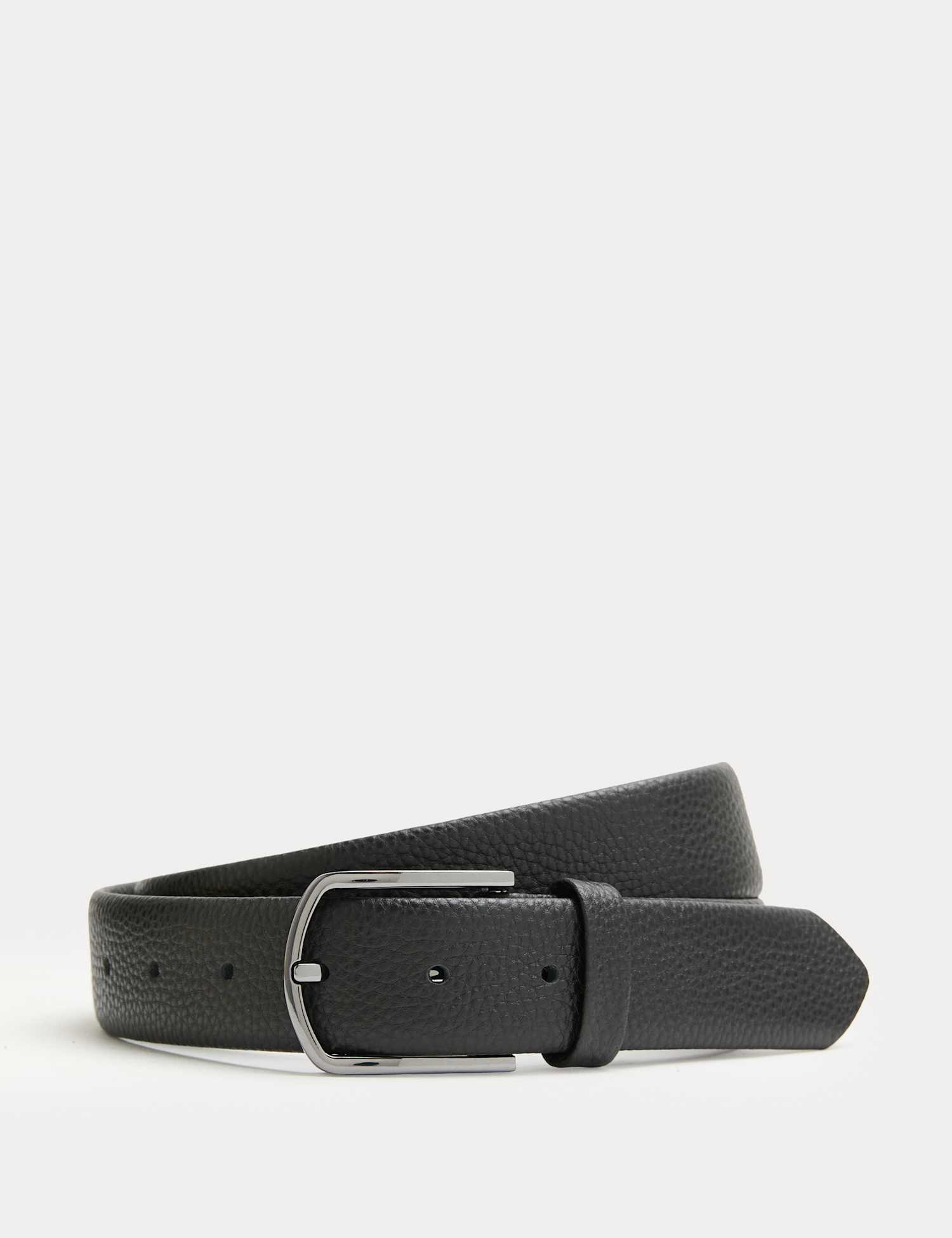 Autograph Leather Textured Belt Black