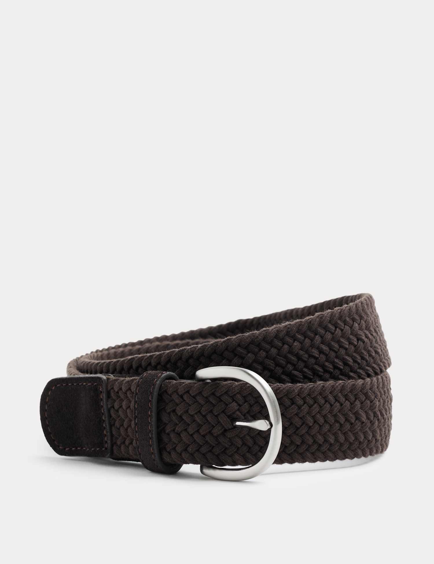 Autograph Suede Stretch Web Woven Belt Dark Chocolate