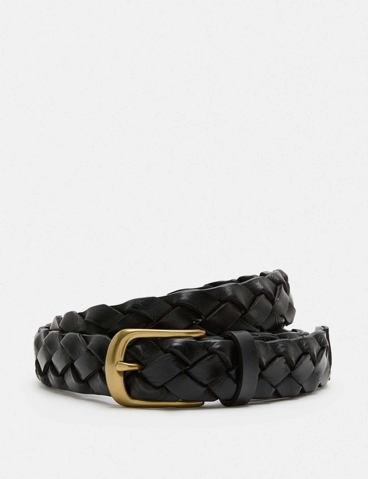 M&S Leather Braided Belt Black
