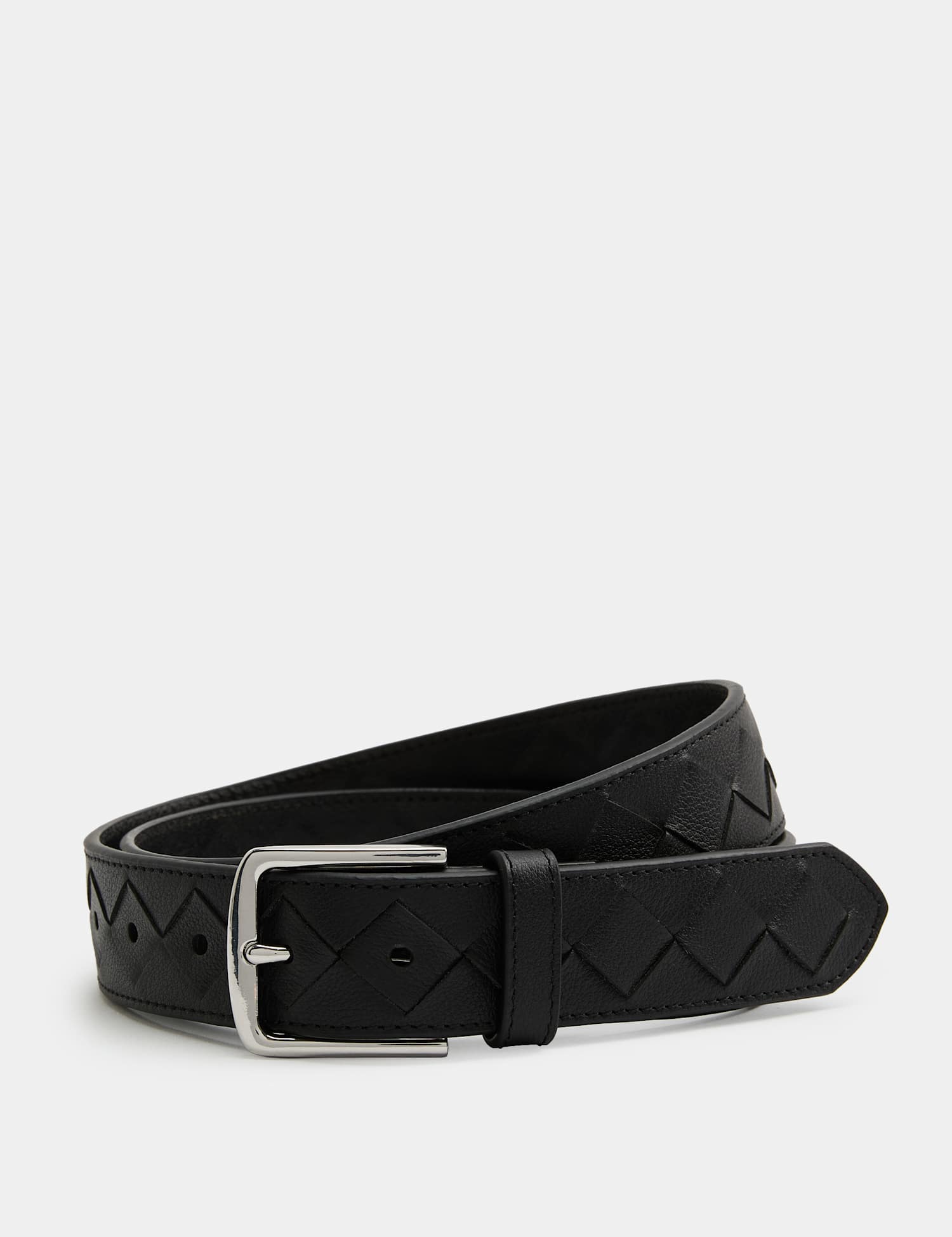 Autograph Leather Woven Belt Black