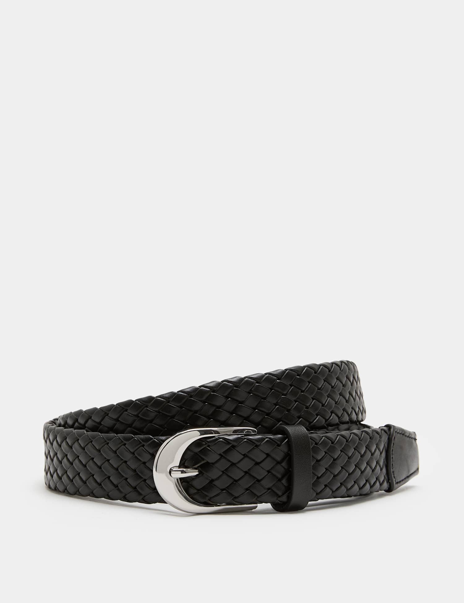 Autograph Leather Braided Belt Black
