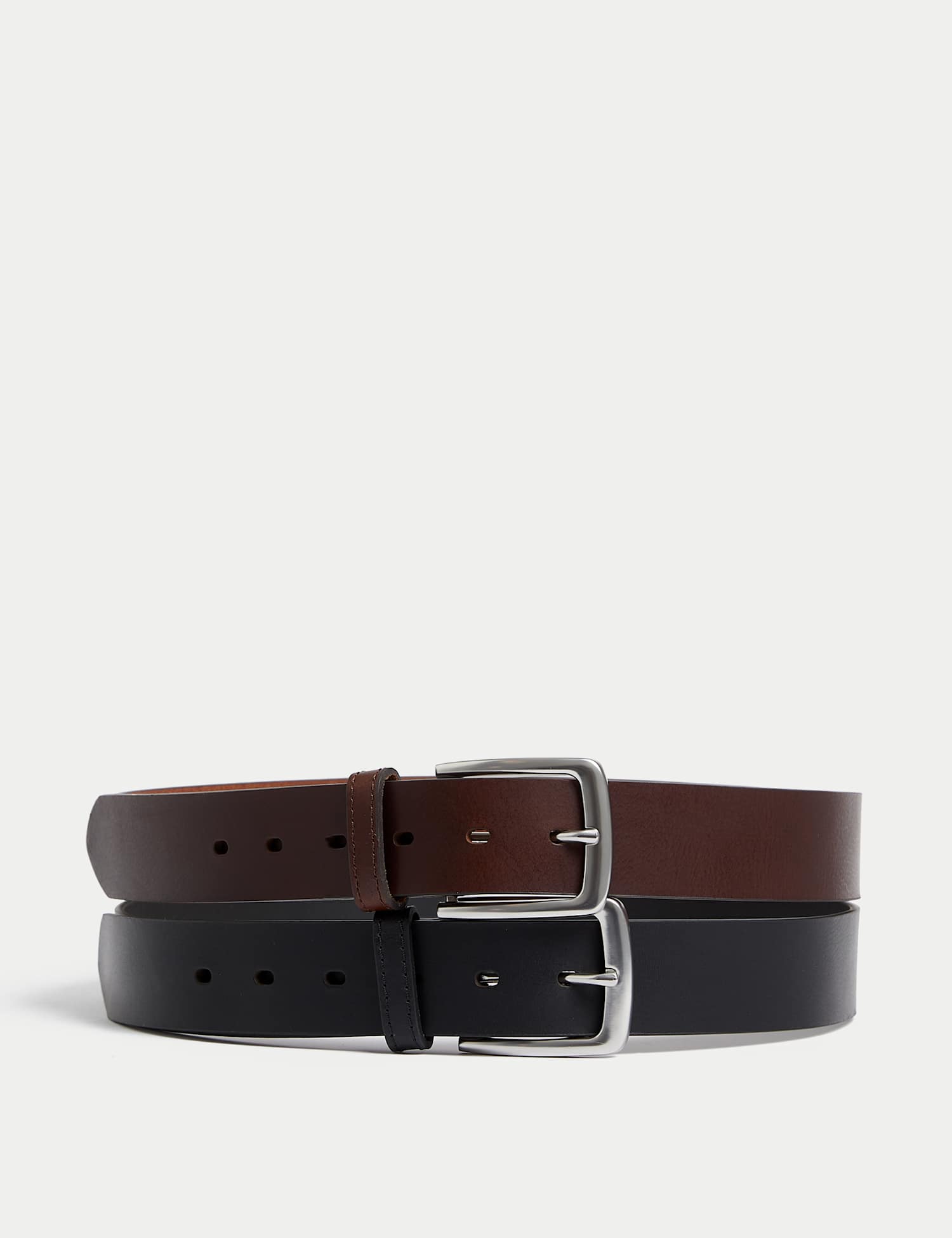 M&S 2 Pack Leather Belts Black/Brown