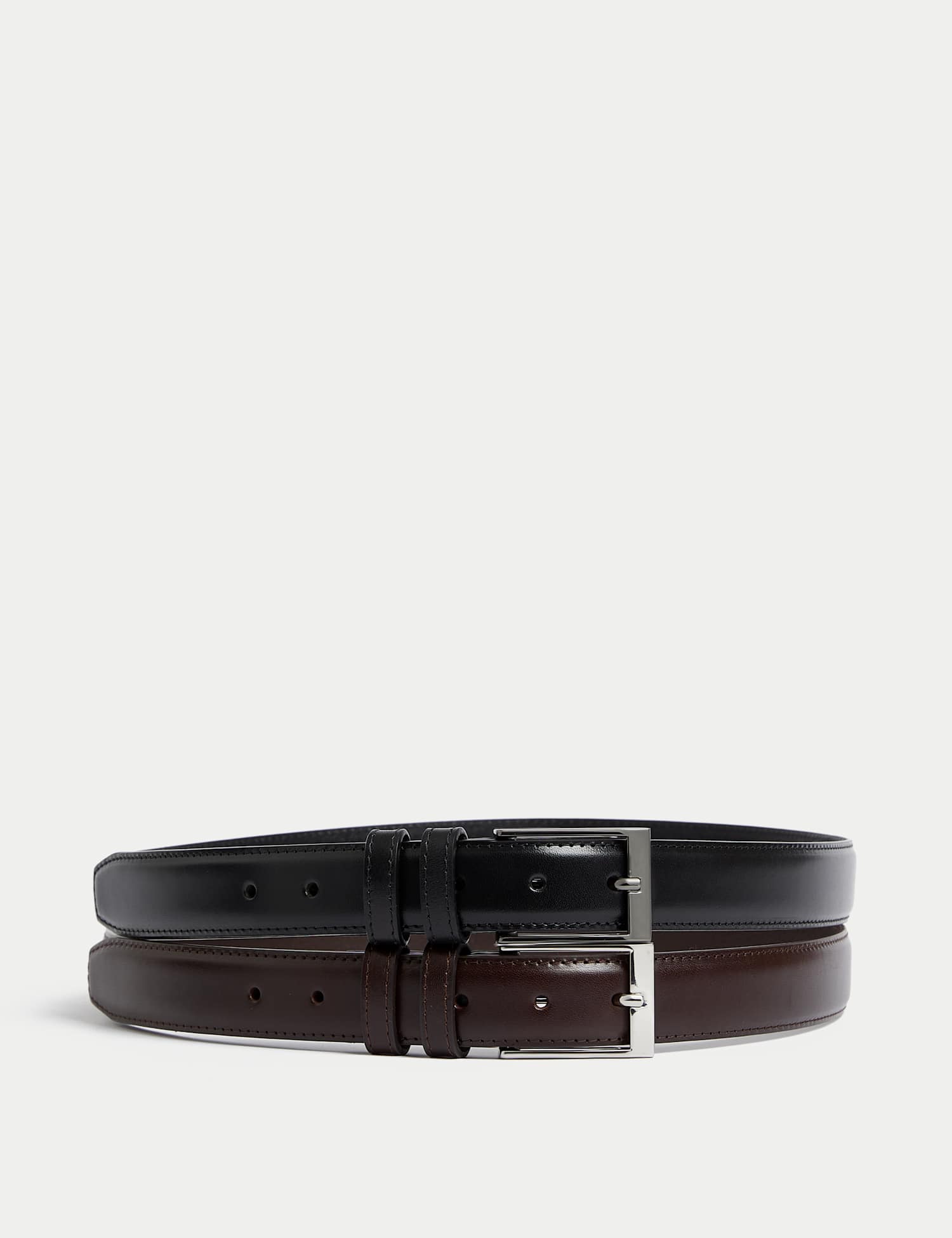 M&S 2 Pack Stitch Detail Belts Black/Brown