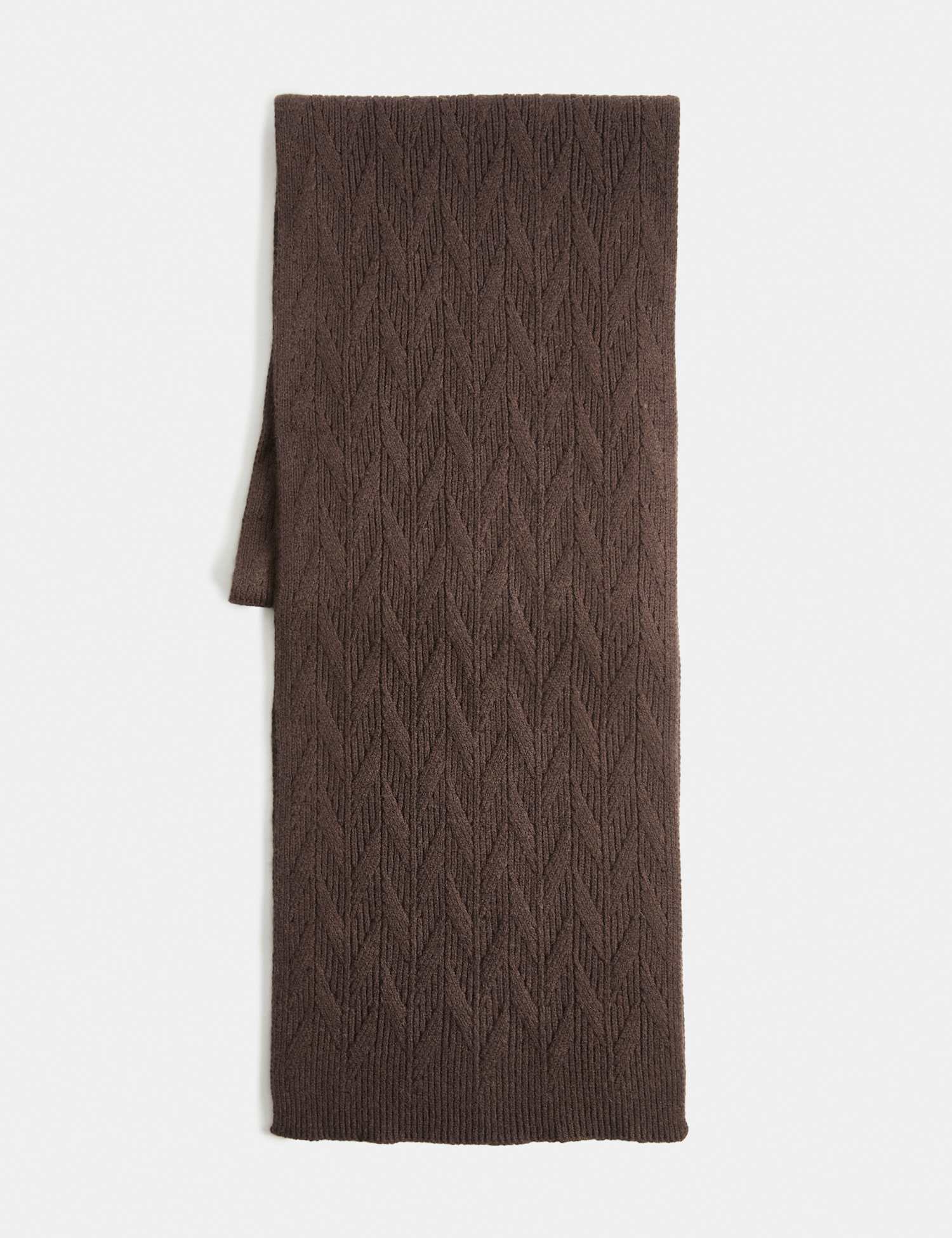 M&S Cable Knit Scarf Dark Brown