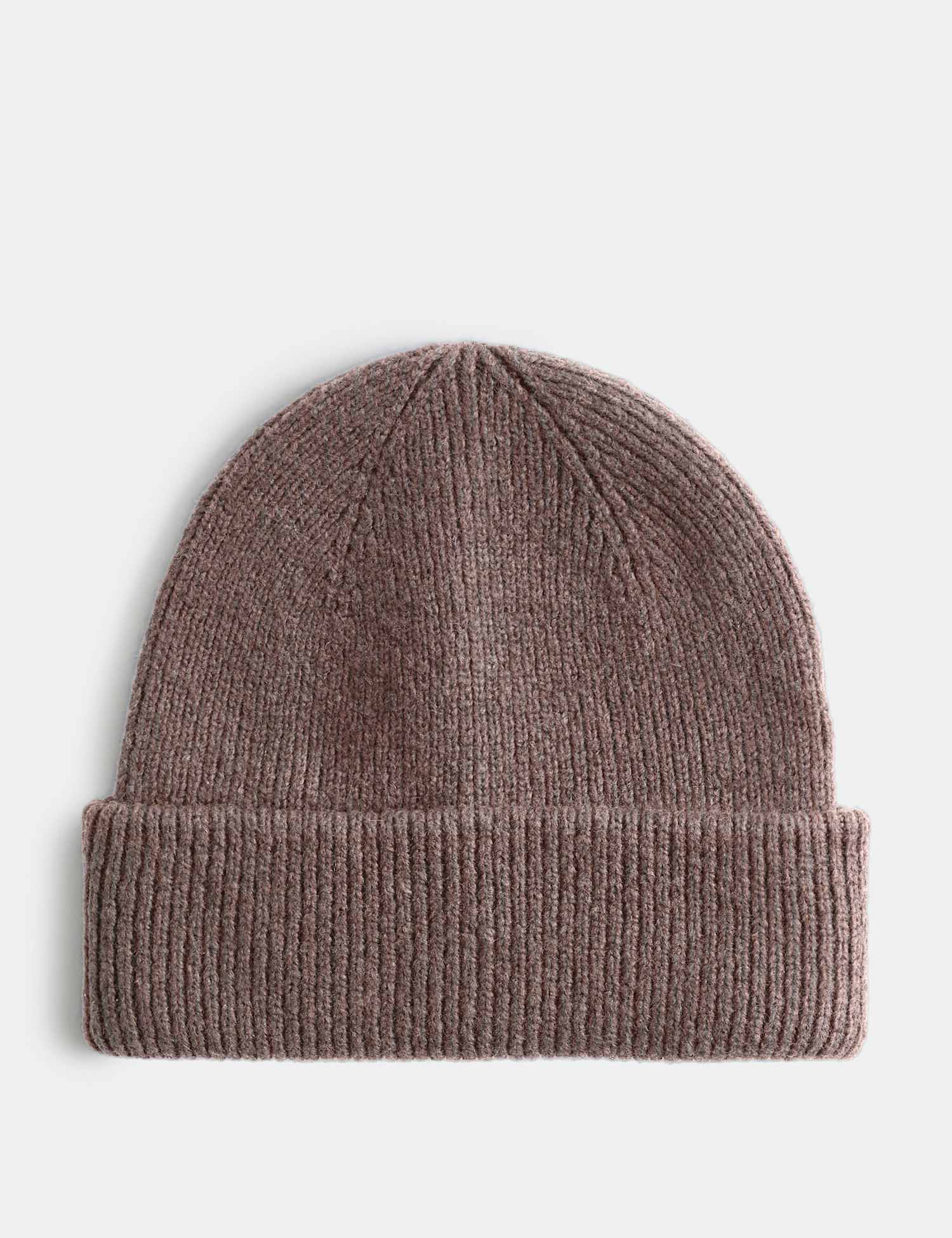 M&S Ribbed Knitted Beanie Hat Rosewood