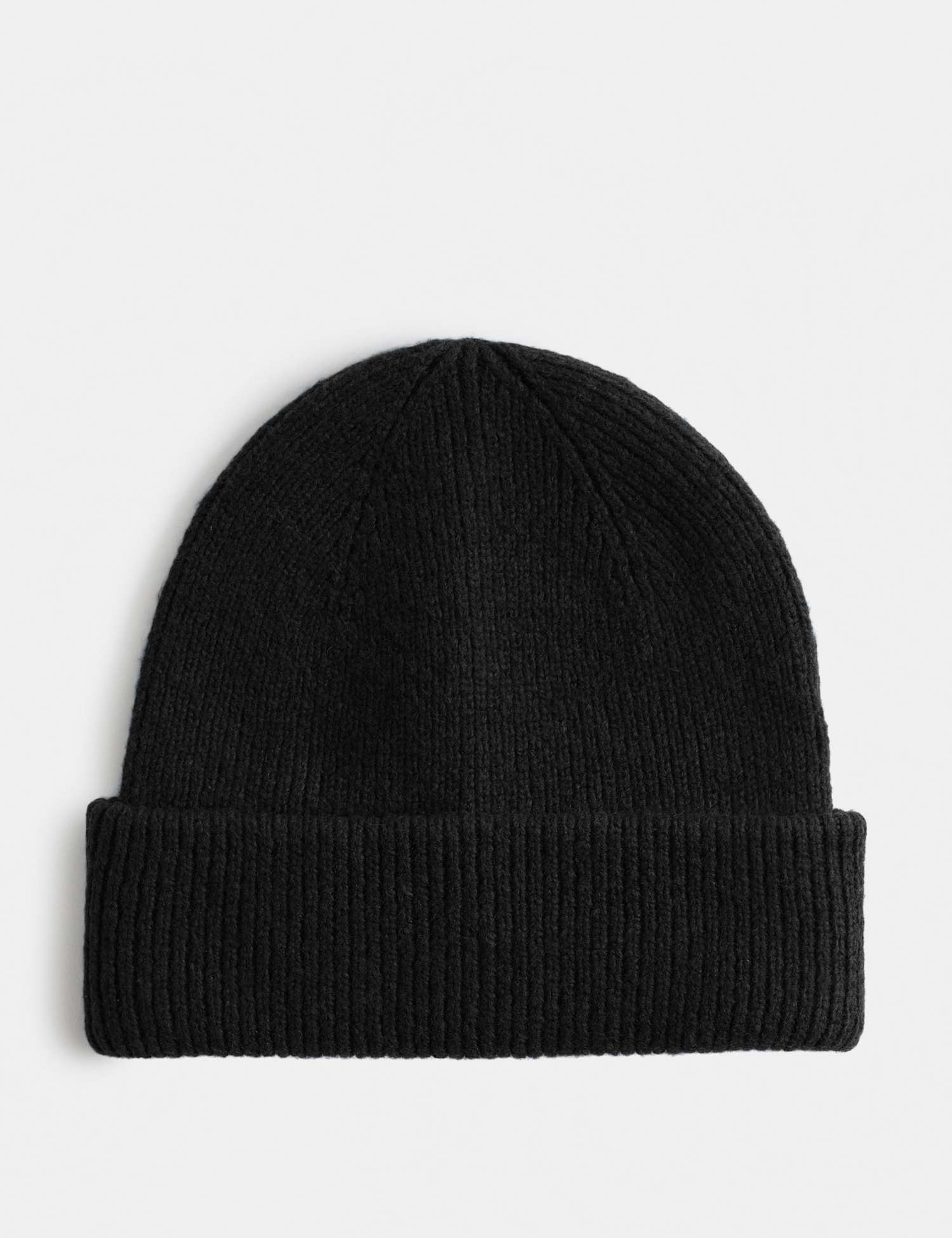 M&S Ribbed Knitted Beanie Hat Black