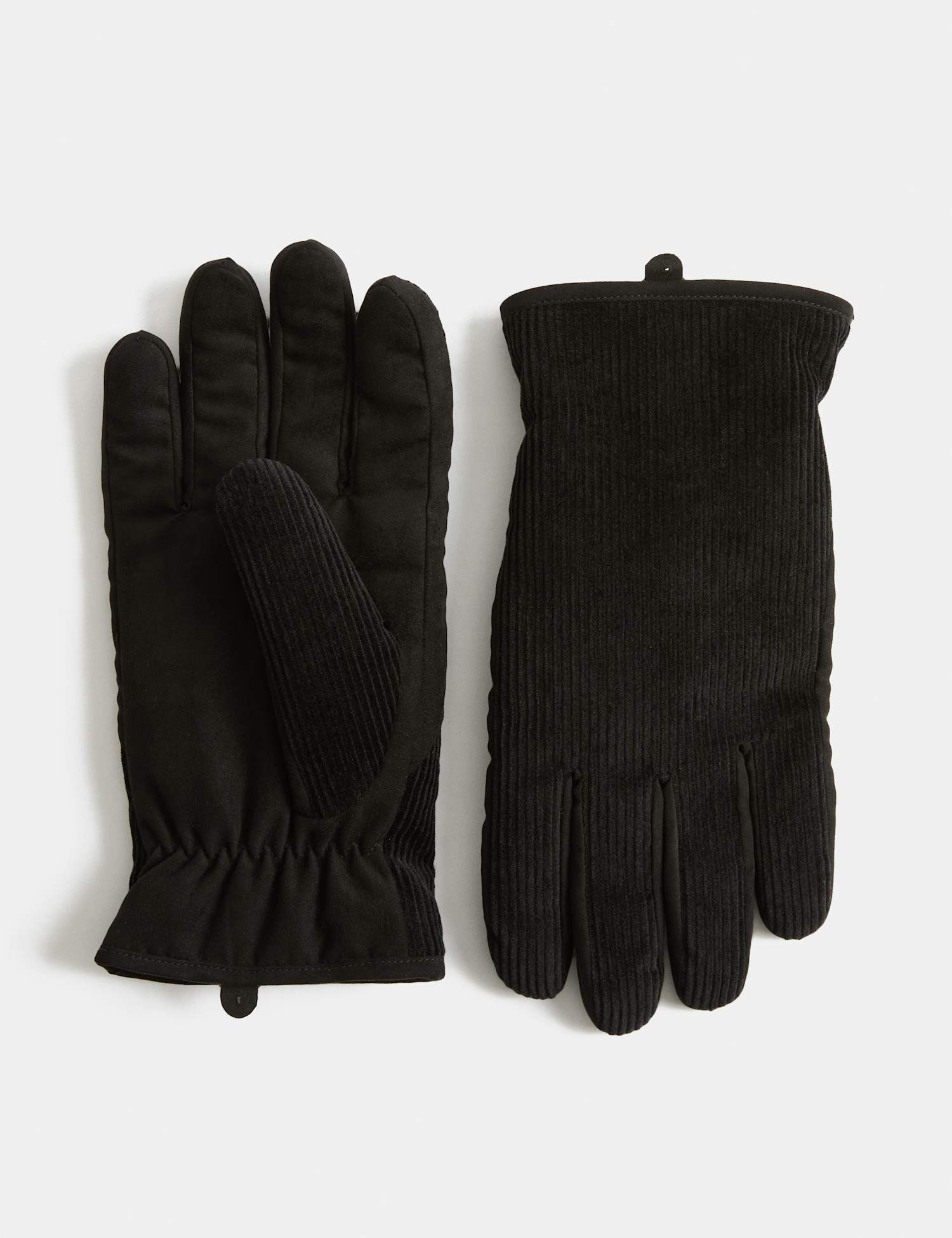 M&S Pure Cotton Corduroy Gloves Black