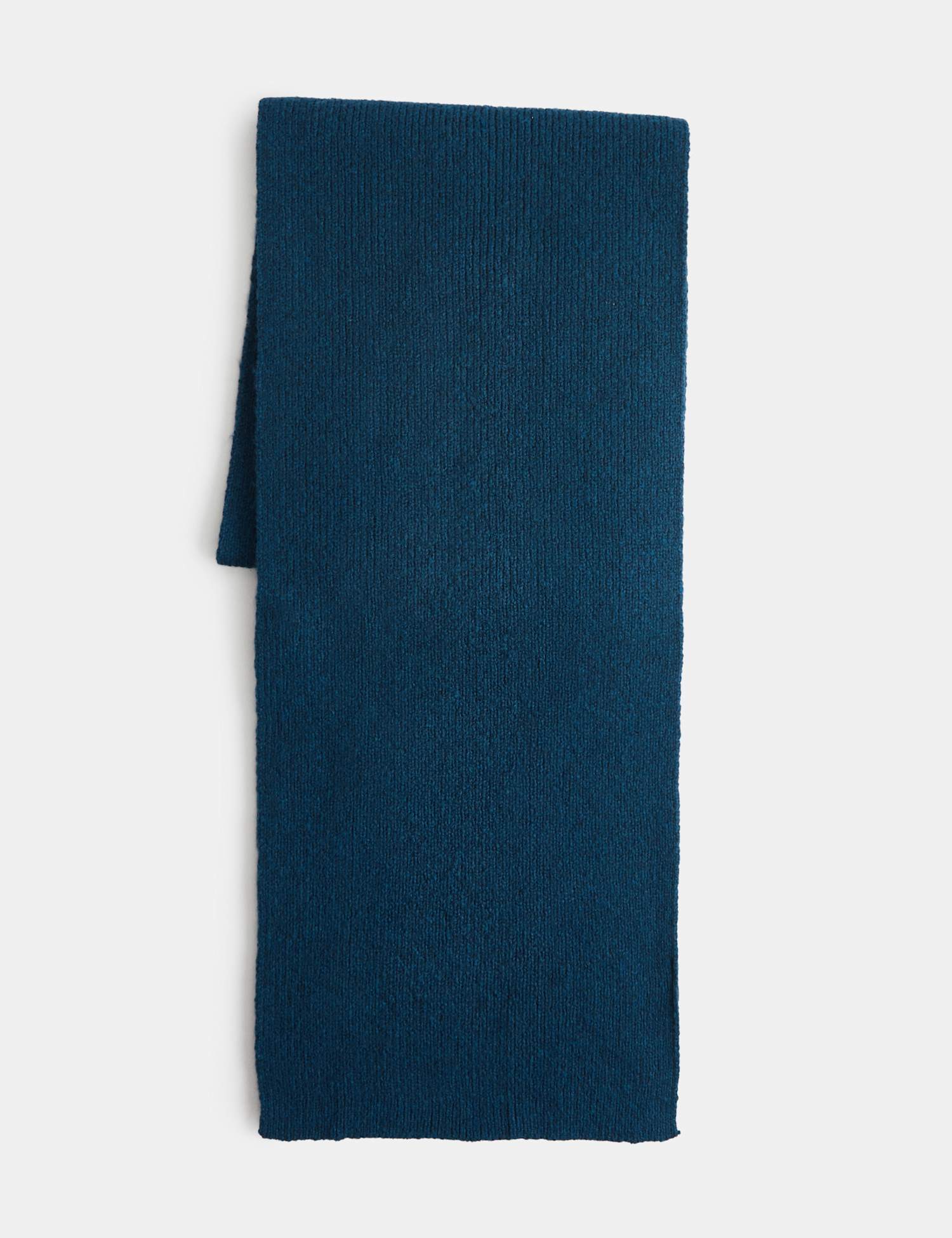 M&S Ribbed Scarf with Cotton Petrol