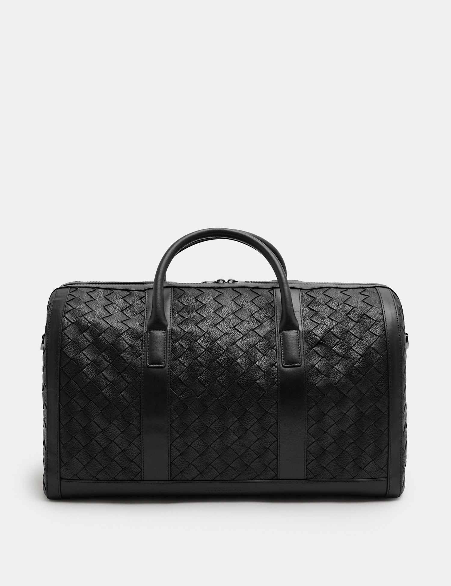 Autograph Leather Woven Buckle Weekend Bag Black