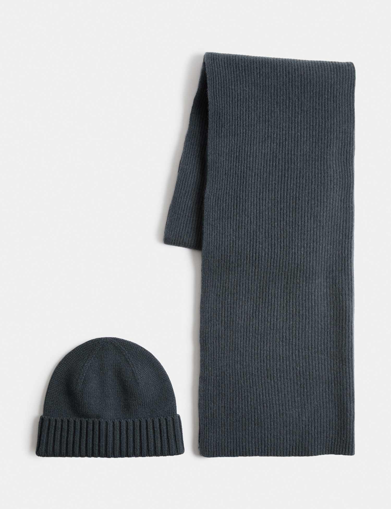 Autograph Merino Wool Hat and Scarf Set Medium Blue