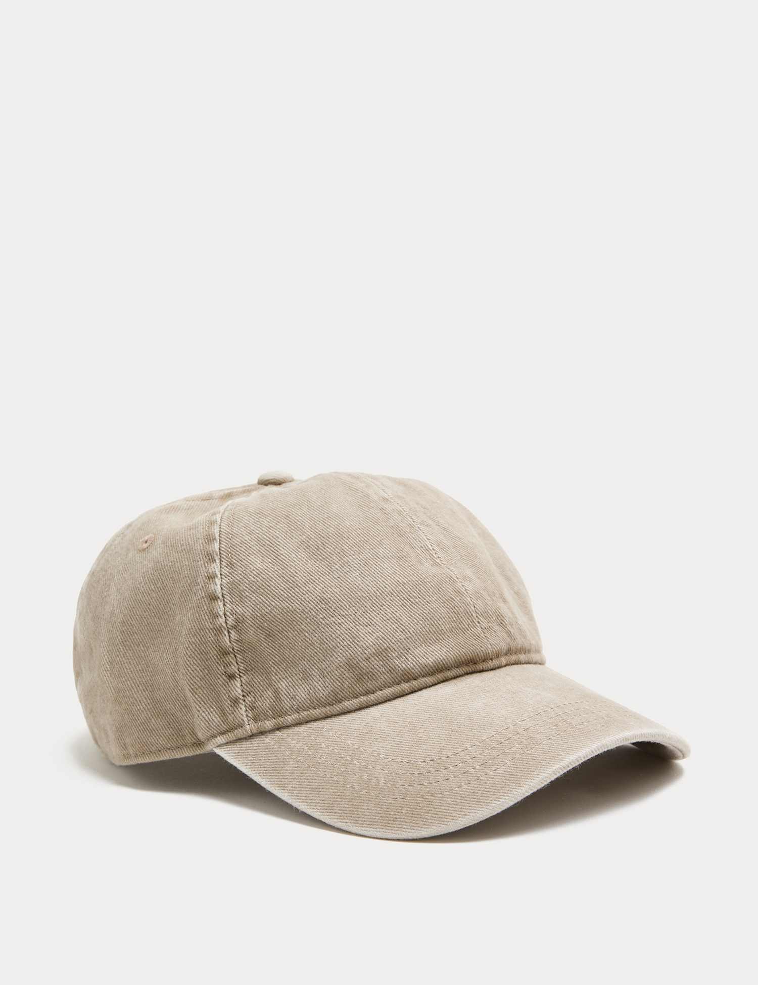M&S Pure Cotton Washed Baseball Cap Sand