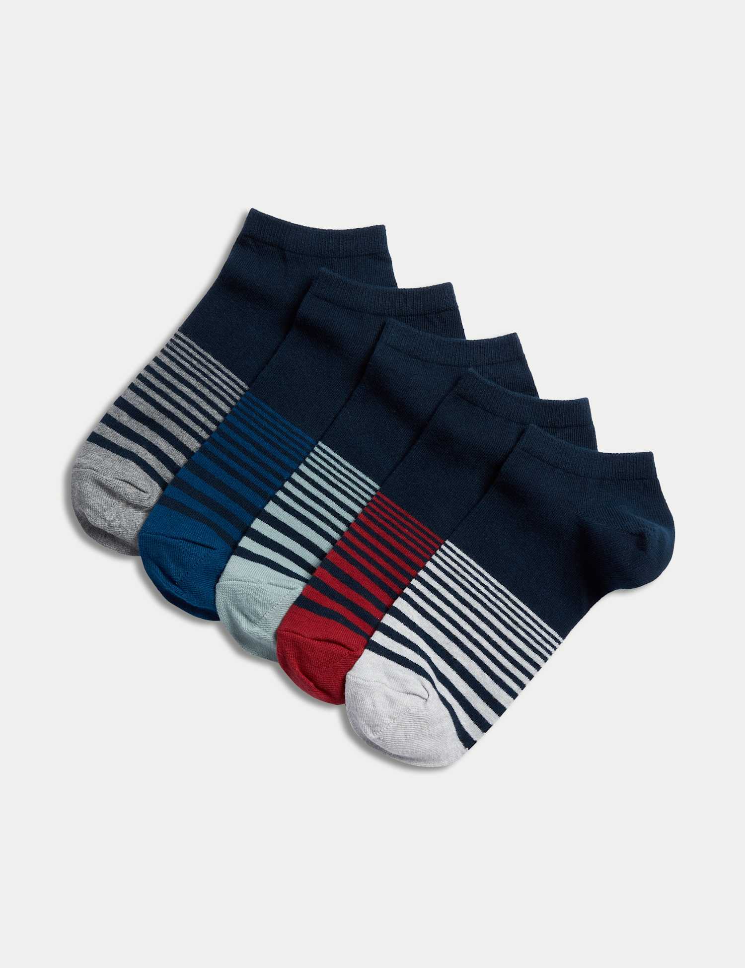 M&S 5 Pack Cool & Fresh� Trainer Liners Navy Mix