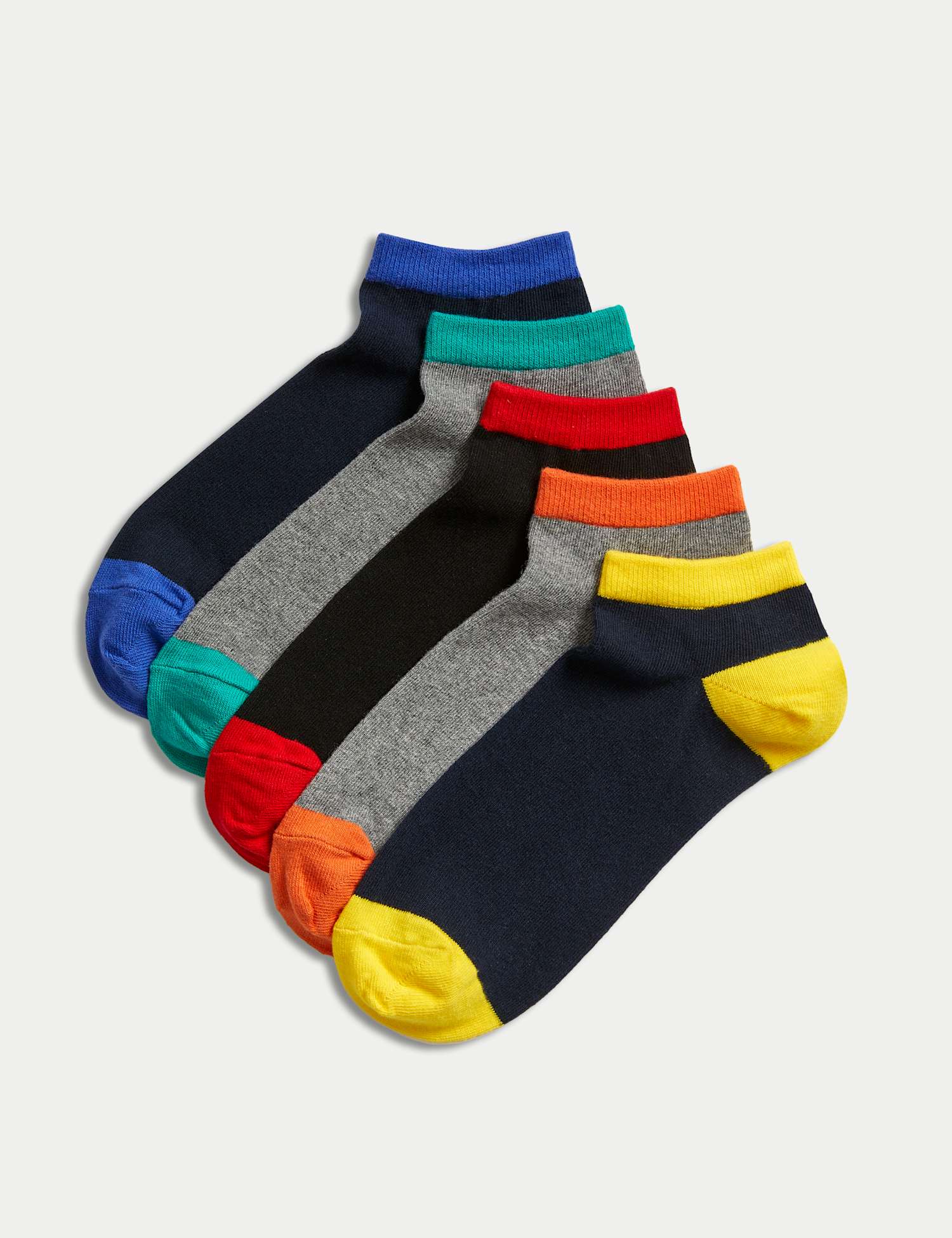 M&S 5 Pack Cool & Fresh� Cotton Rich Trainer Socks Multi