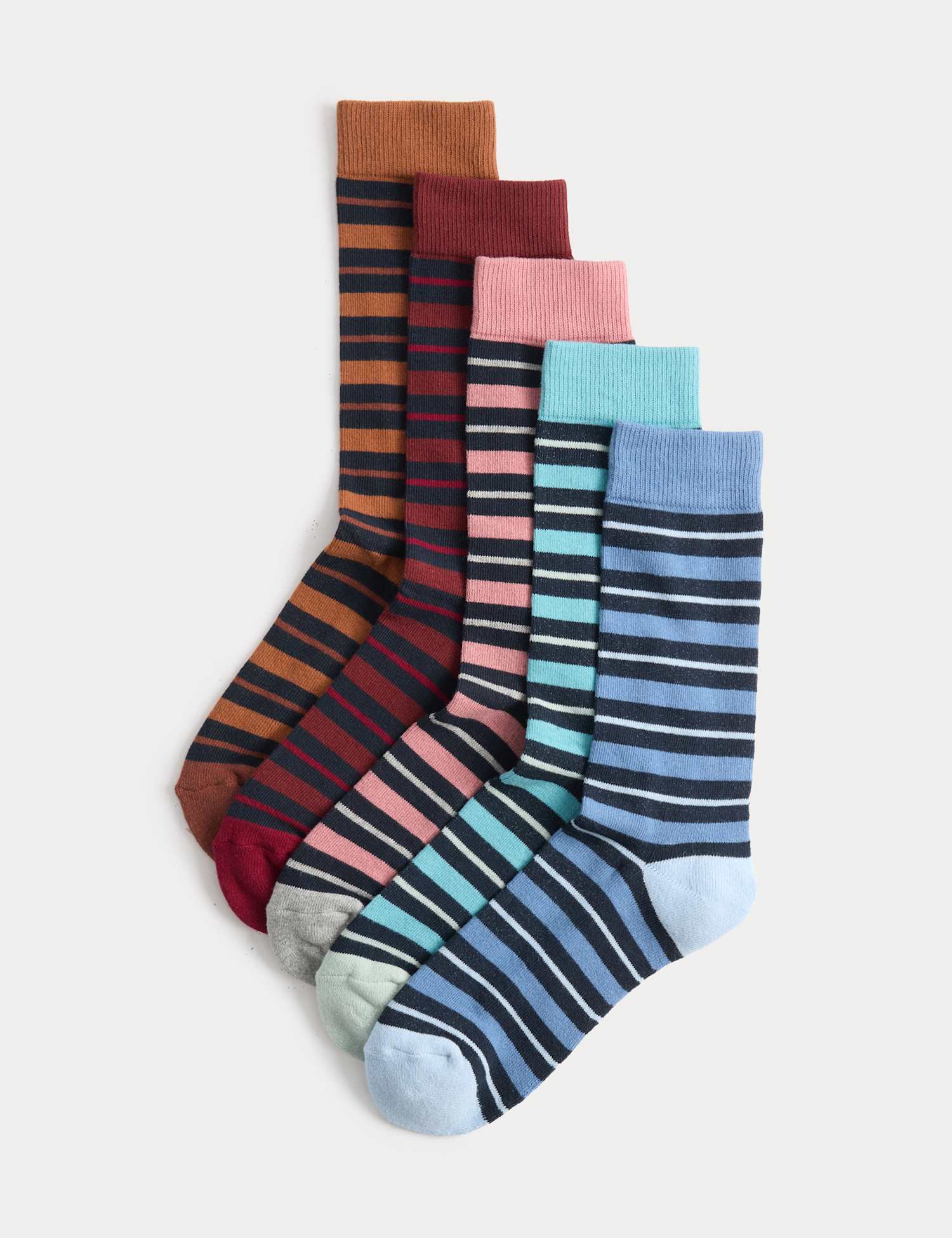M&S 5 Pack Cool & Fresh Cotton Rich Cushioned Socks Multi