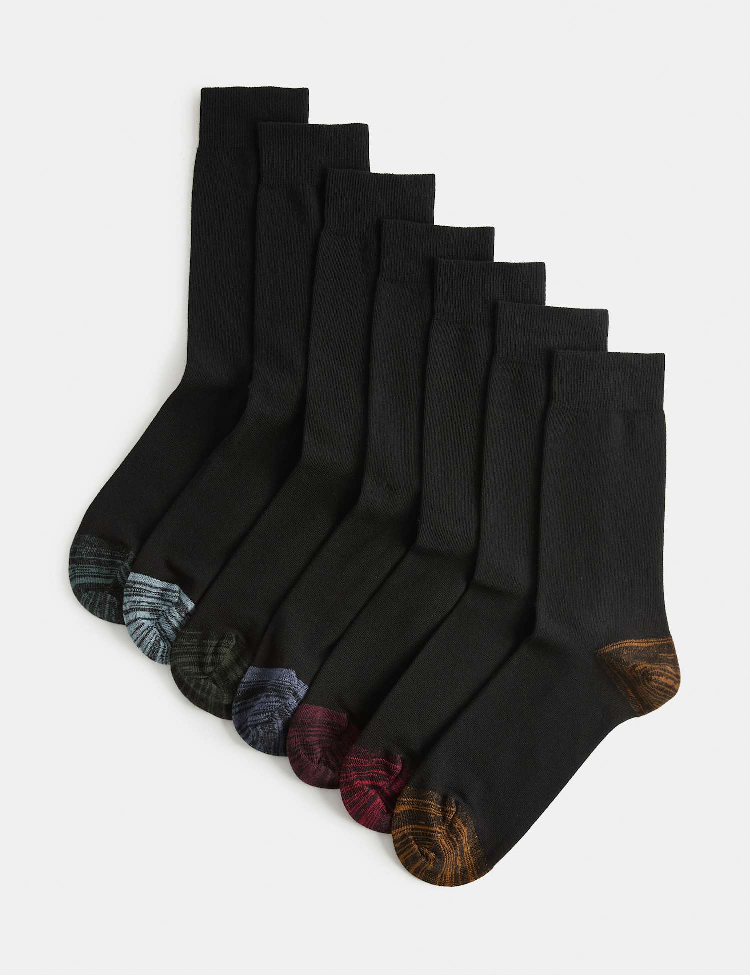 M&S 7 Pack Cool & Fresh� Cotton Rich Socks Black Mix