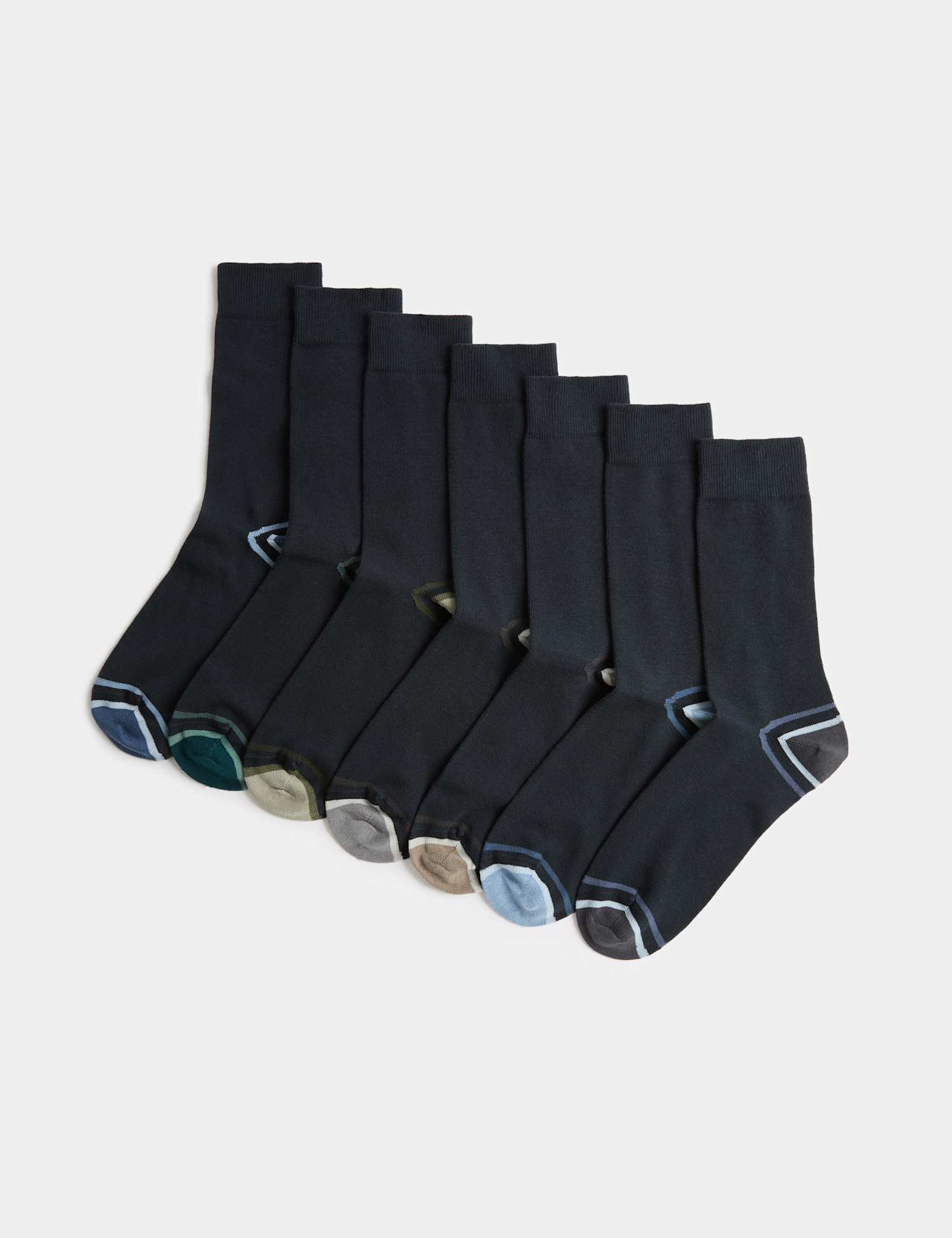 M&S 7 Pack Cool & Fresh� Cotton Rich Socks Navy Mix