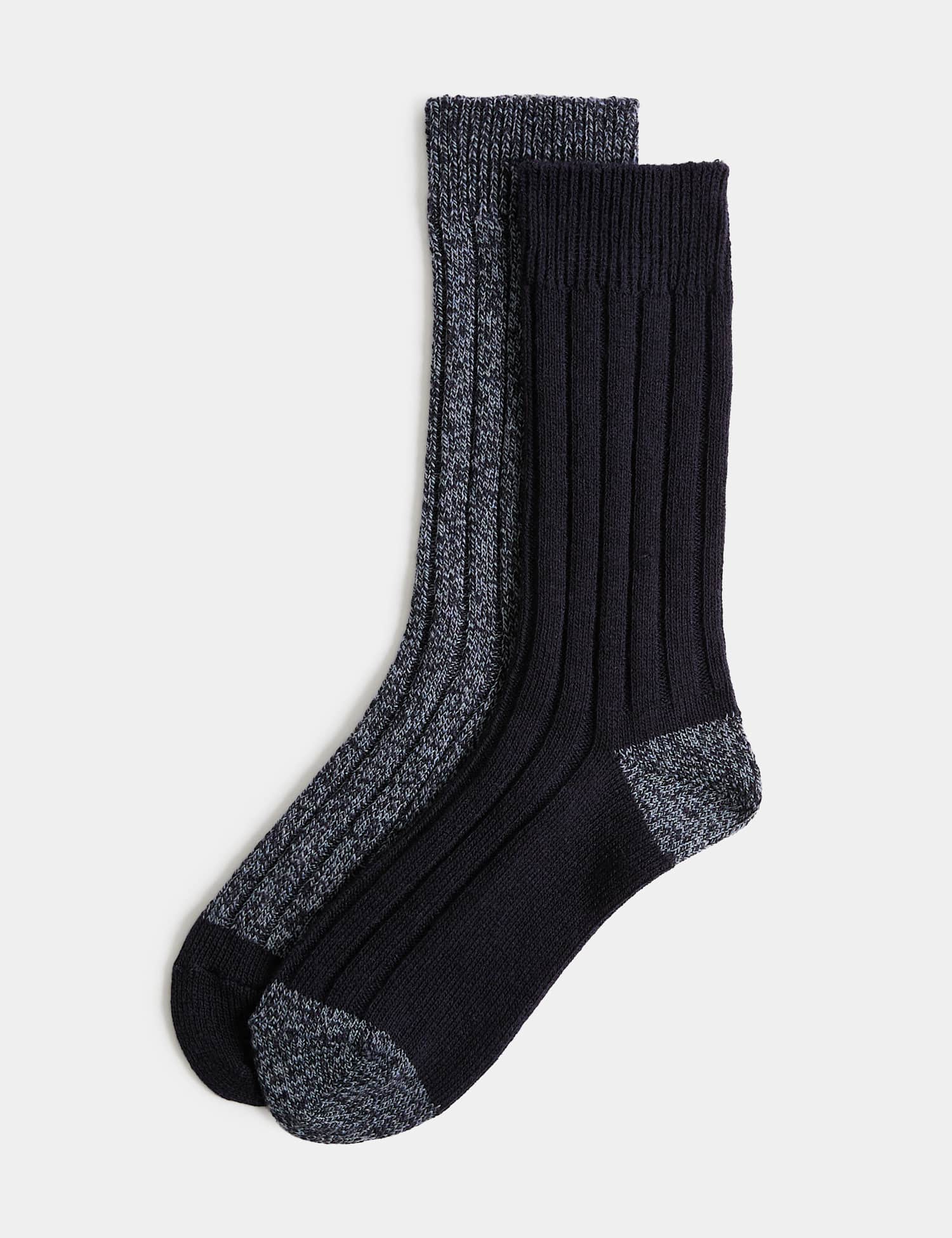 M&S 2 Pack Heatgen� Medium Thermal Socks with Wool Navy Mix