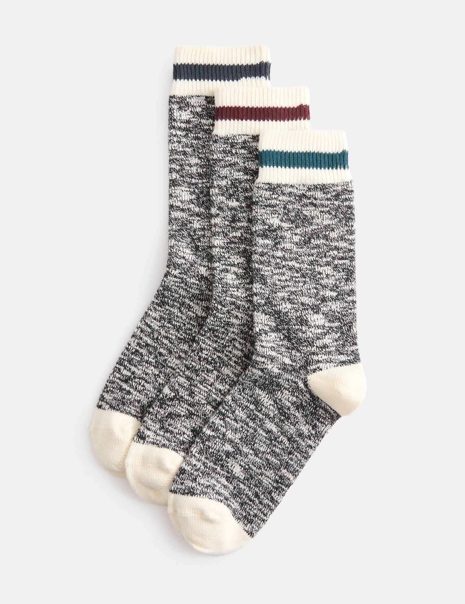 M&S 3pk Cotton Rich Socks Beige Mix