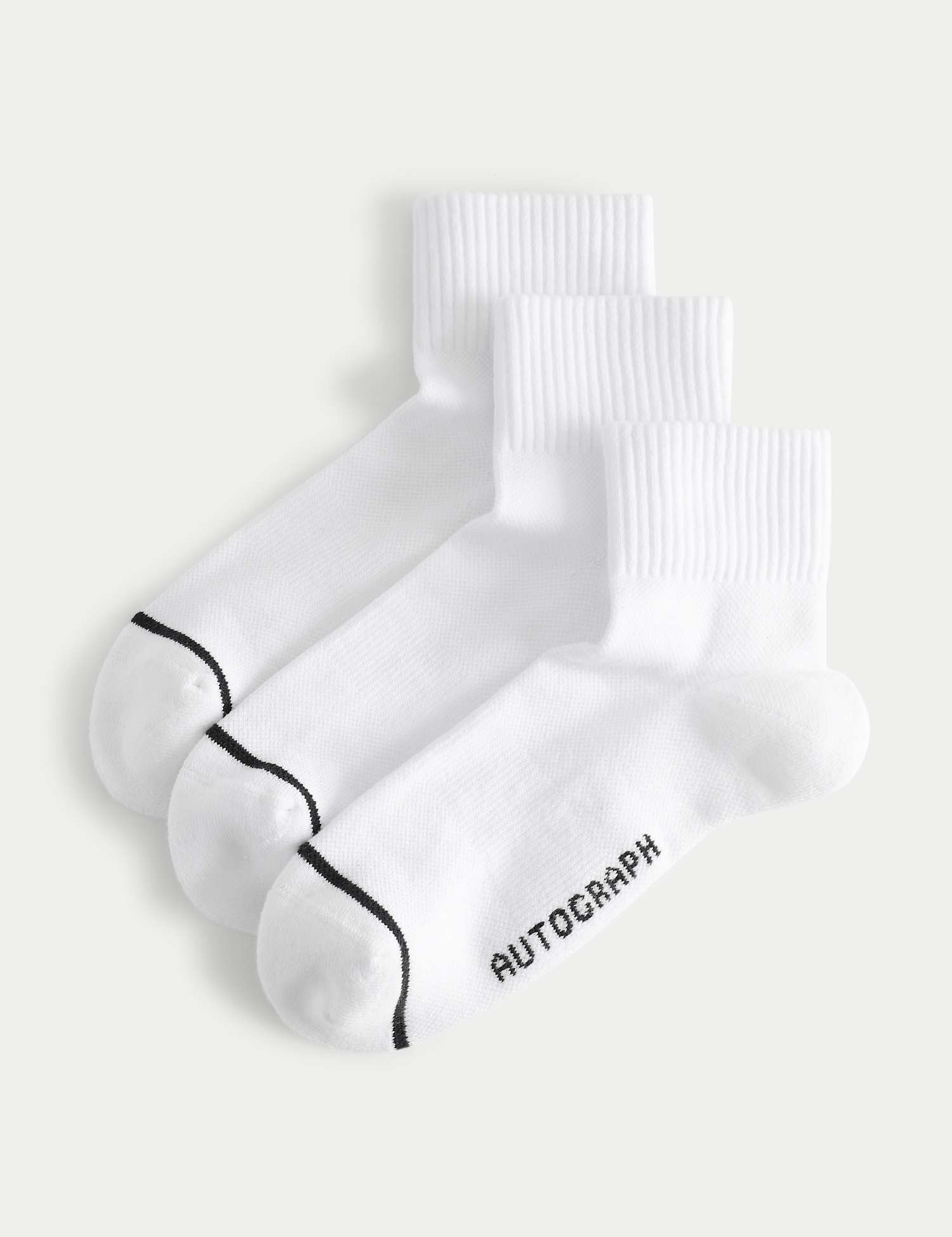 Autograph 3 Pack Pima Cotton Rich Quarter Liner Socks White