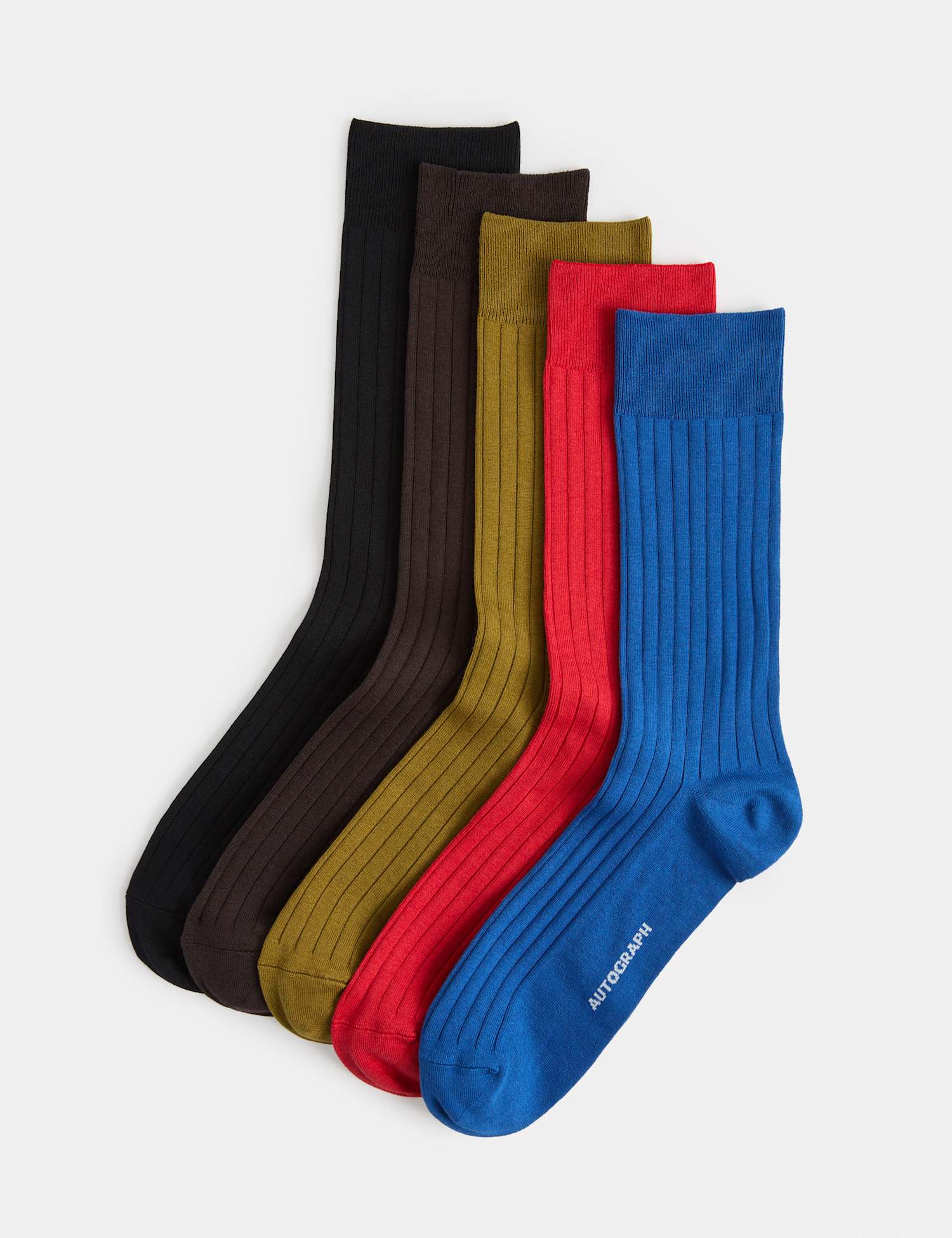 Autograph 5 Pack Ribbed Egyptian Cotton Socks Multi