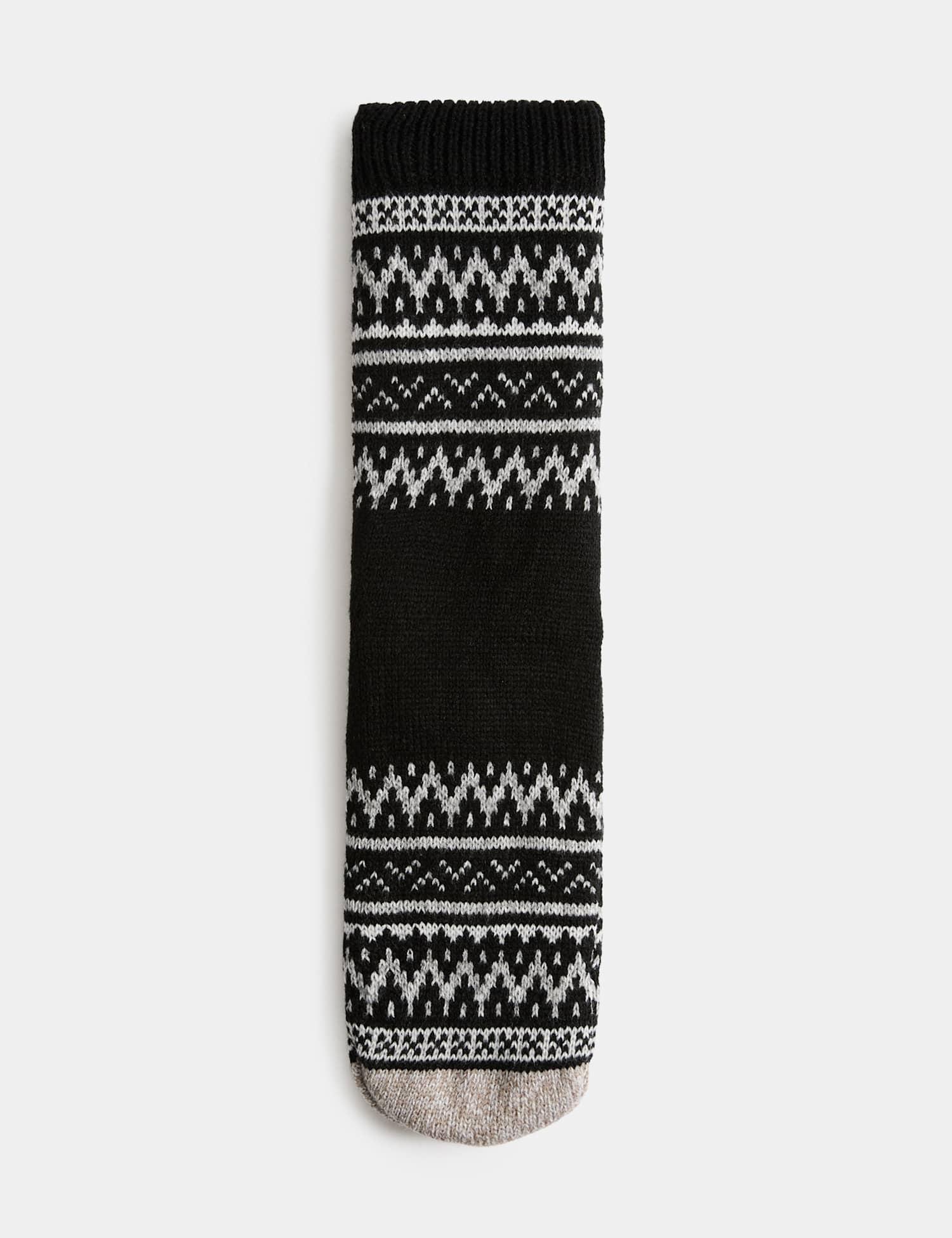 M&S Fair Isle Slipper Socks Black Mix