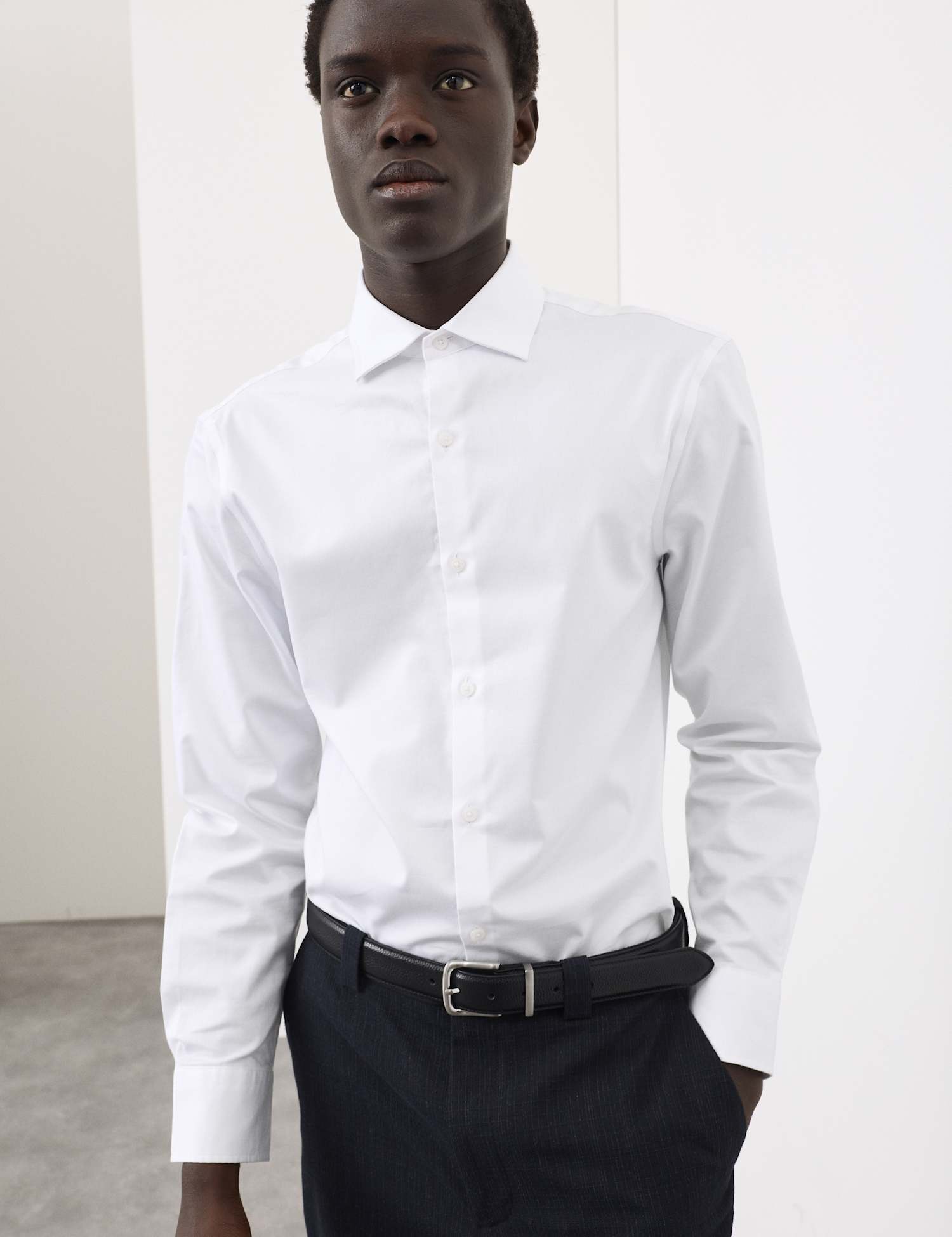Autograph Slim Fit Cotton Performance Shirt White