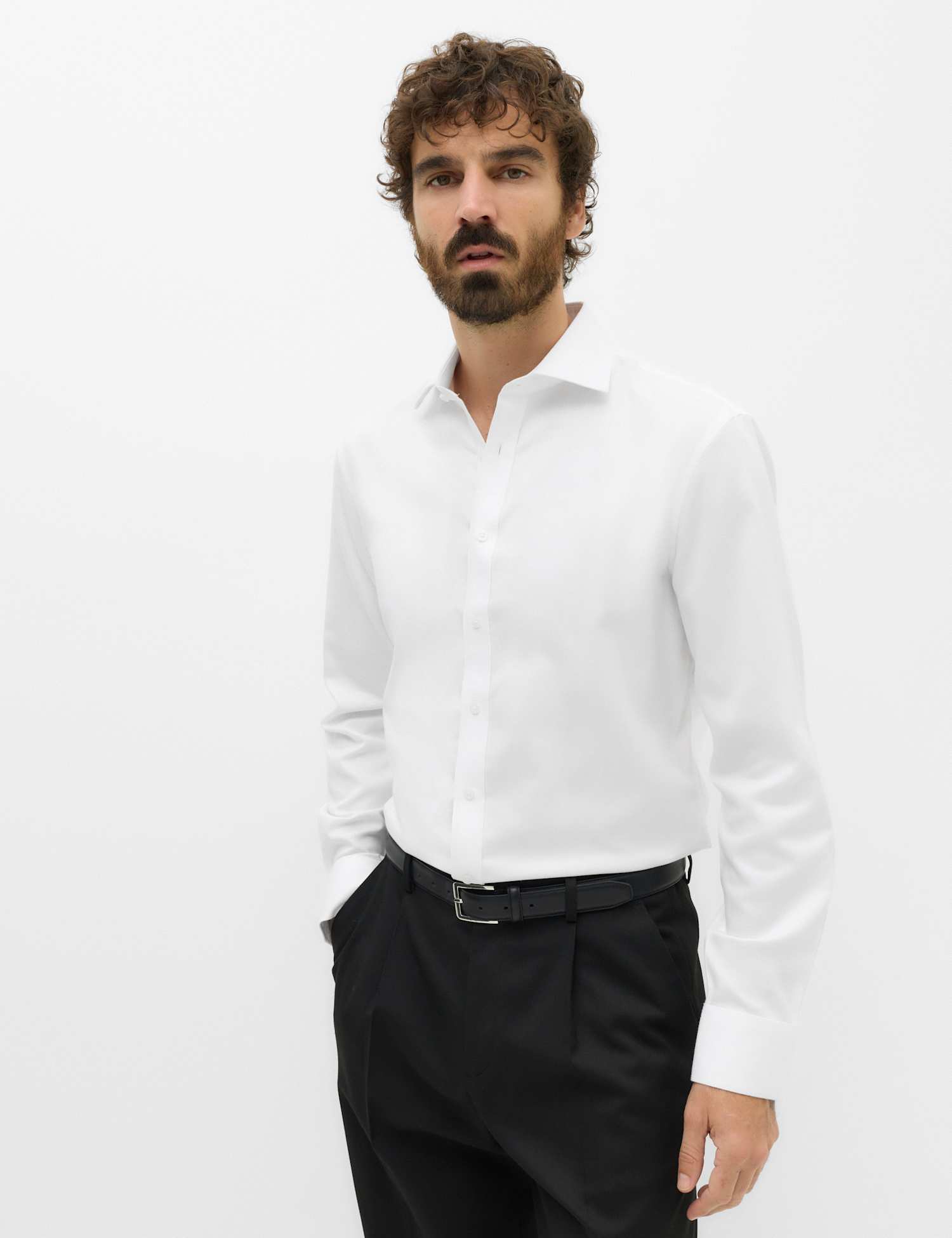 M&S Slim Fit Ultimate Non Iron Pure Cotton Textured Shirt White