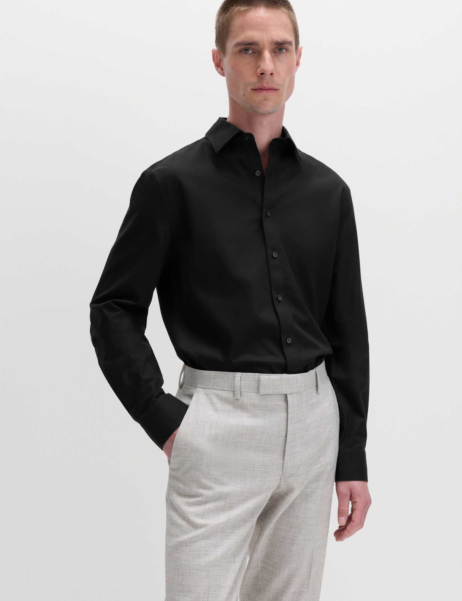 M&S Slim Fit Ultimate Non Iron Cotton Shirt Black