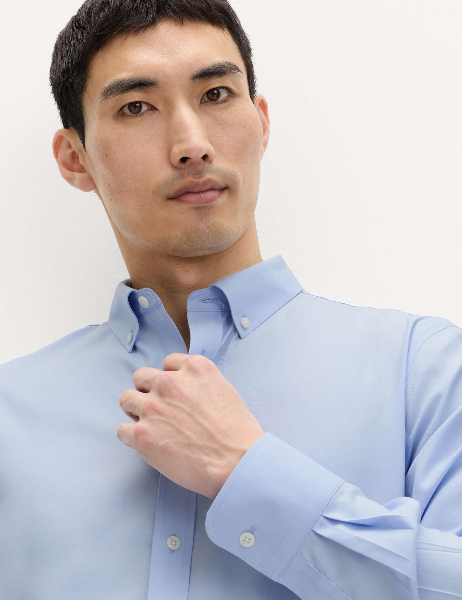 M&S Slim Fit Ultimate Non Iron Pure Cotton Shirt Light Blue