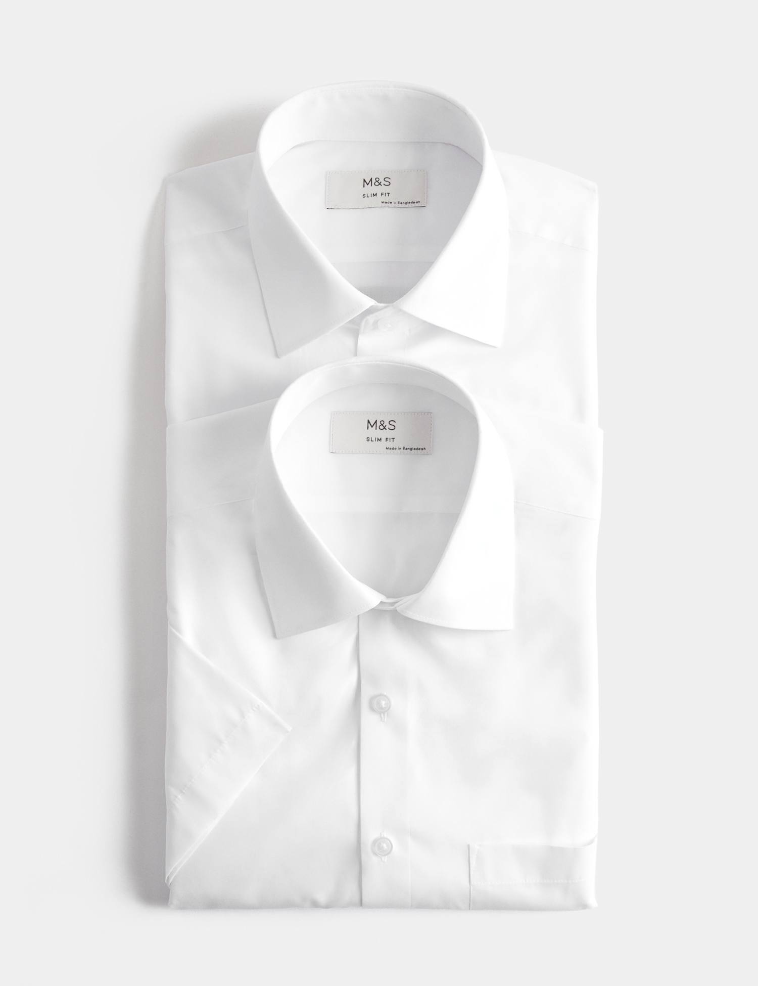 M&S 2 Pack Slim Fit Easy Iron Shirts White