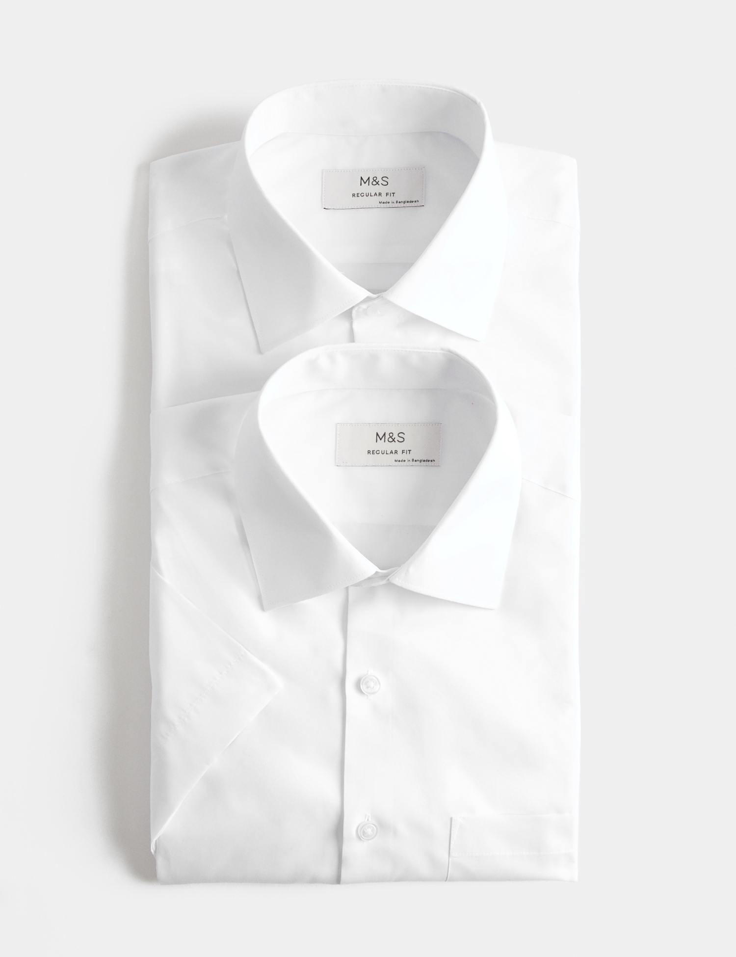 M&S 2 Pack Regular Fit Easy Iron Shirts White