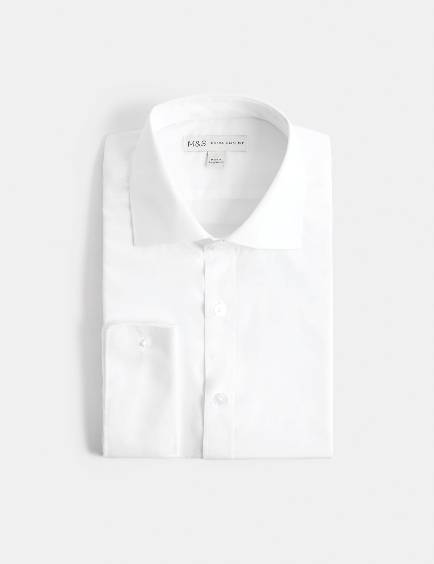 M&S Extra Slim Fit Easy Iron Cotton Blend Shirt White