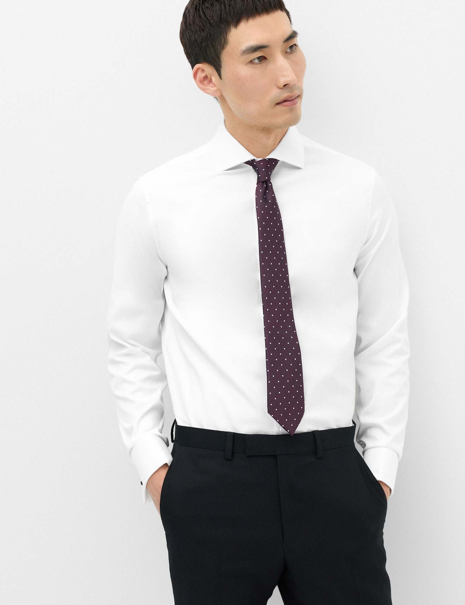 M&S SARTORIAL Extra Slim Fit Luxury Cotton Twill Shirt White