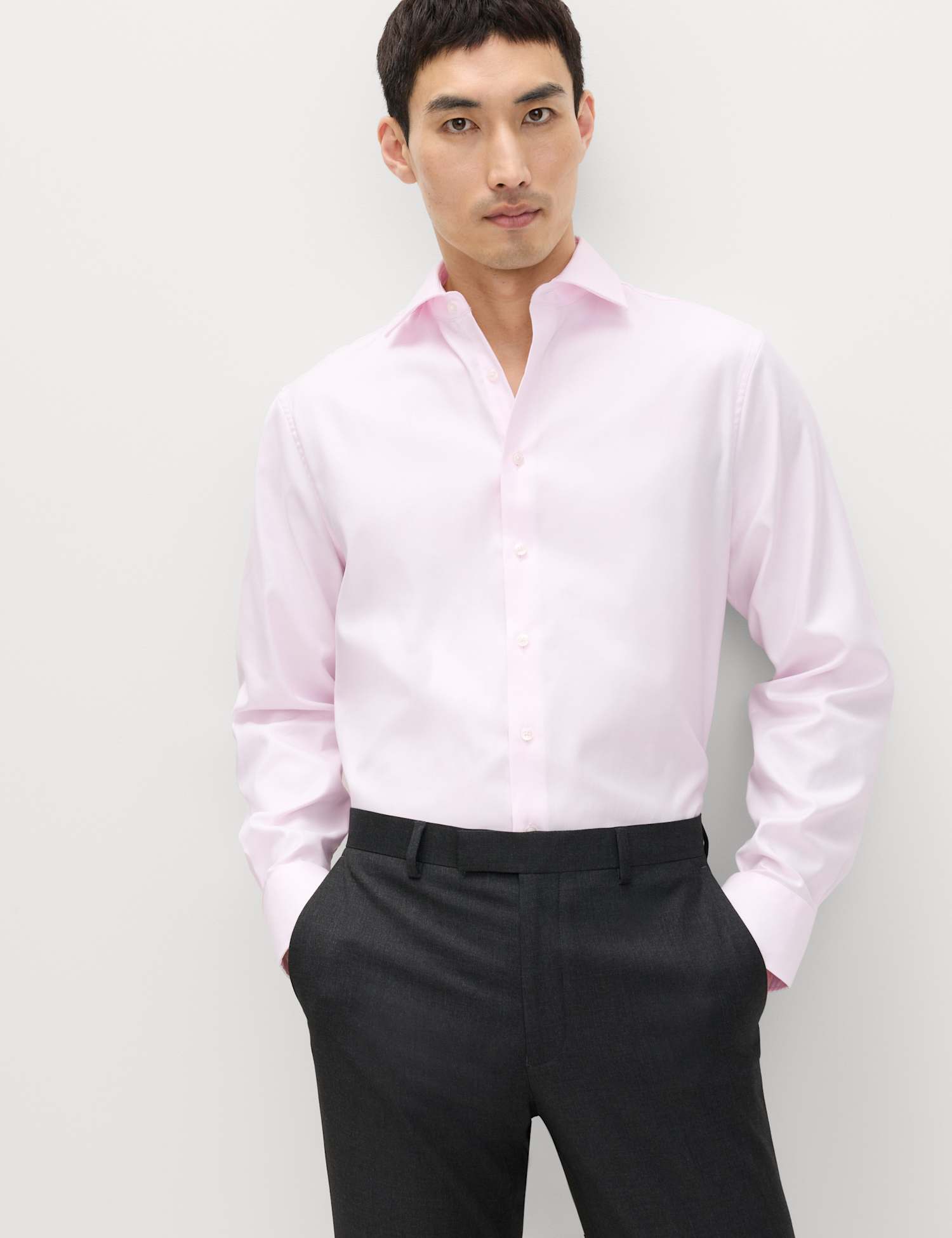M&S SARTORIAL Regular Fit Luxury Cotton Twill Shirt Pale Pink