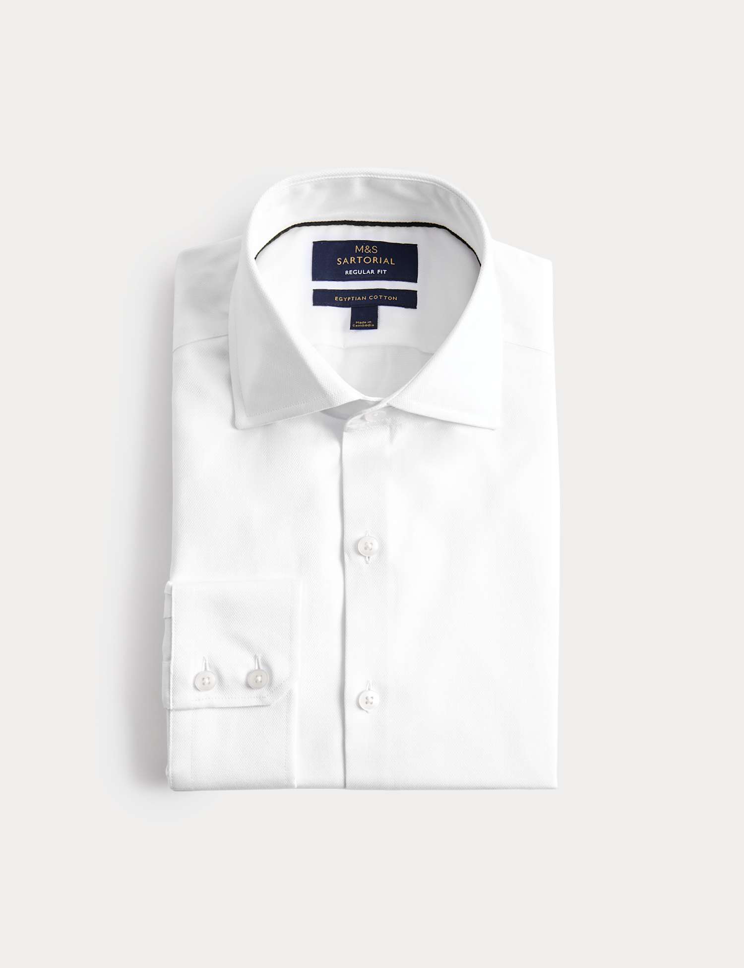 M&S SARTORIAL Regular Fit Luxury Egyptian Cotton Shirt White