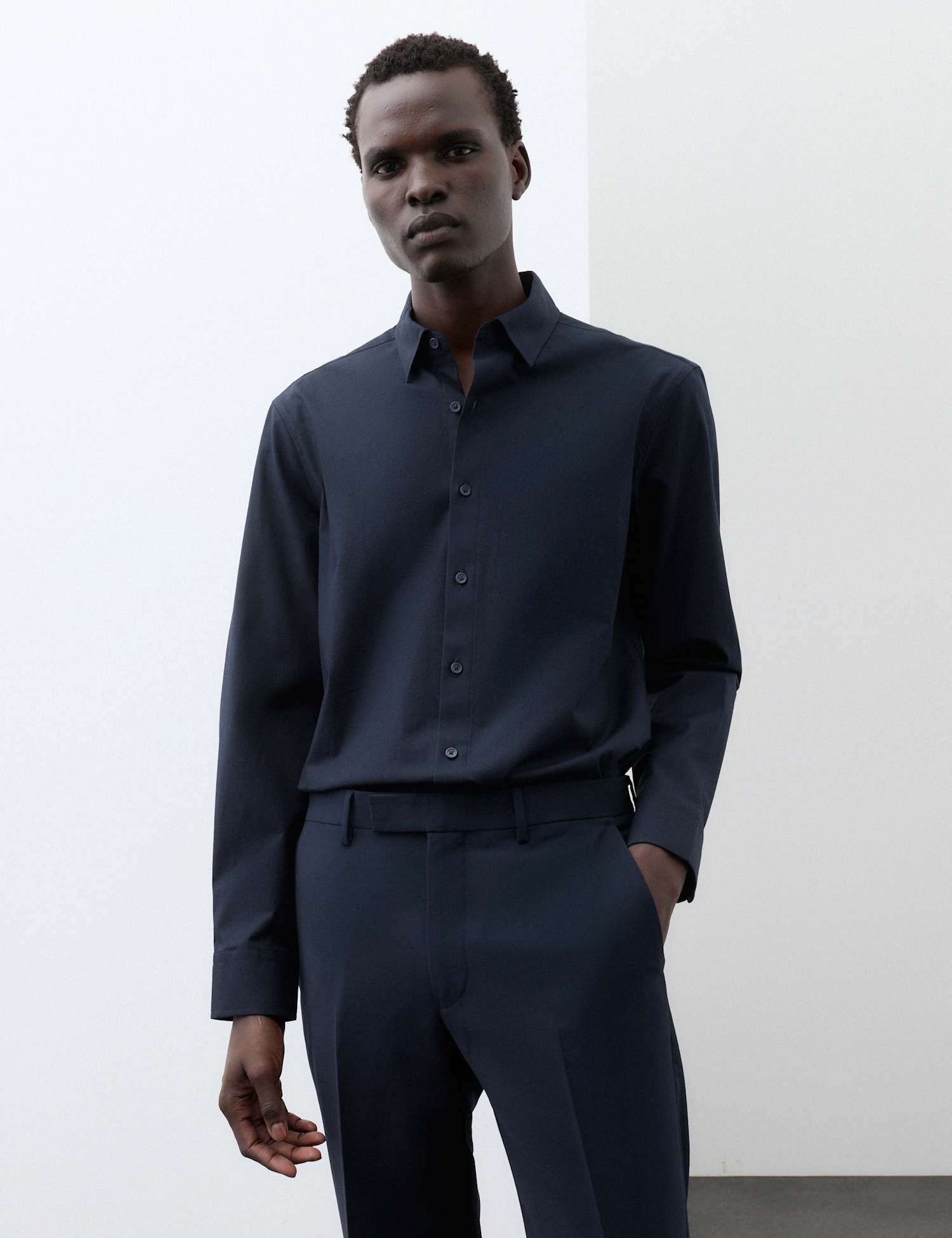 Autograph Regular Fit Cotton Stretch 360 Flex� Shirt Dark Navy