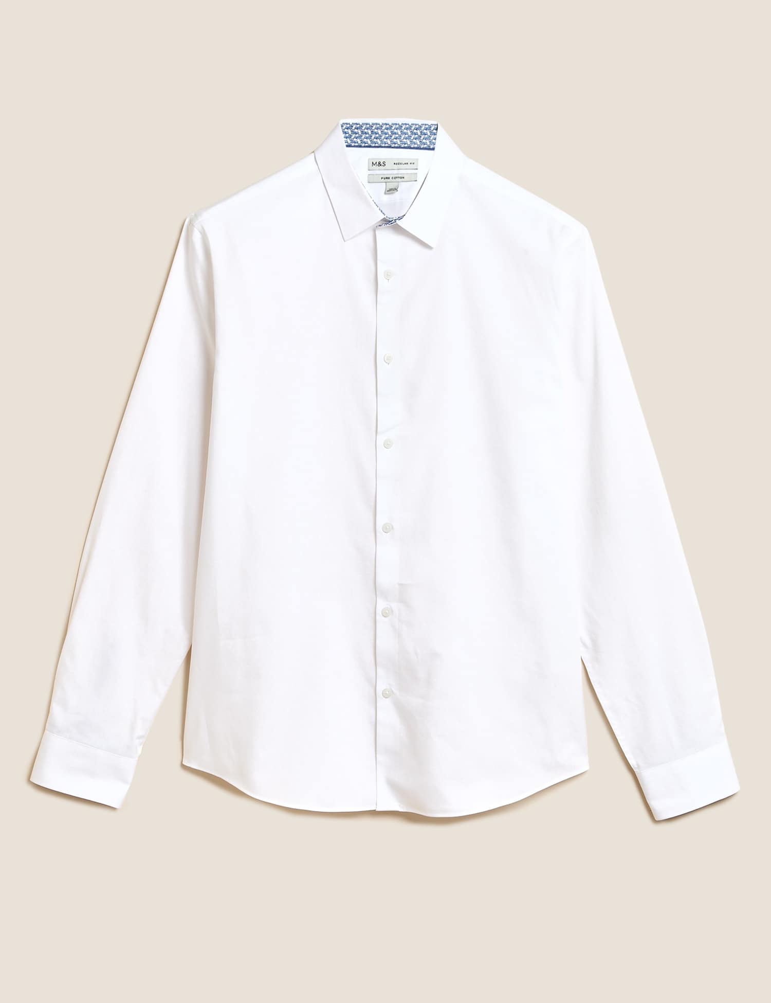 M&S Regular Fit Pure Cotton Shirt Navy Mix