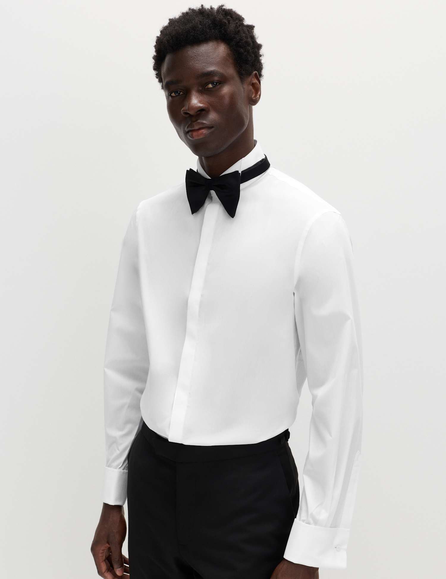M&S Regular Fit Cotton Blend Dress Shirt White