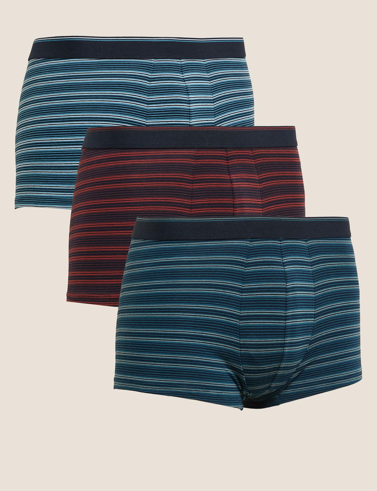 M&S 3 Pack Cotton Rich Cool & Fresh� Hipsters Navy