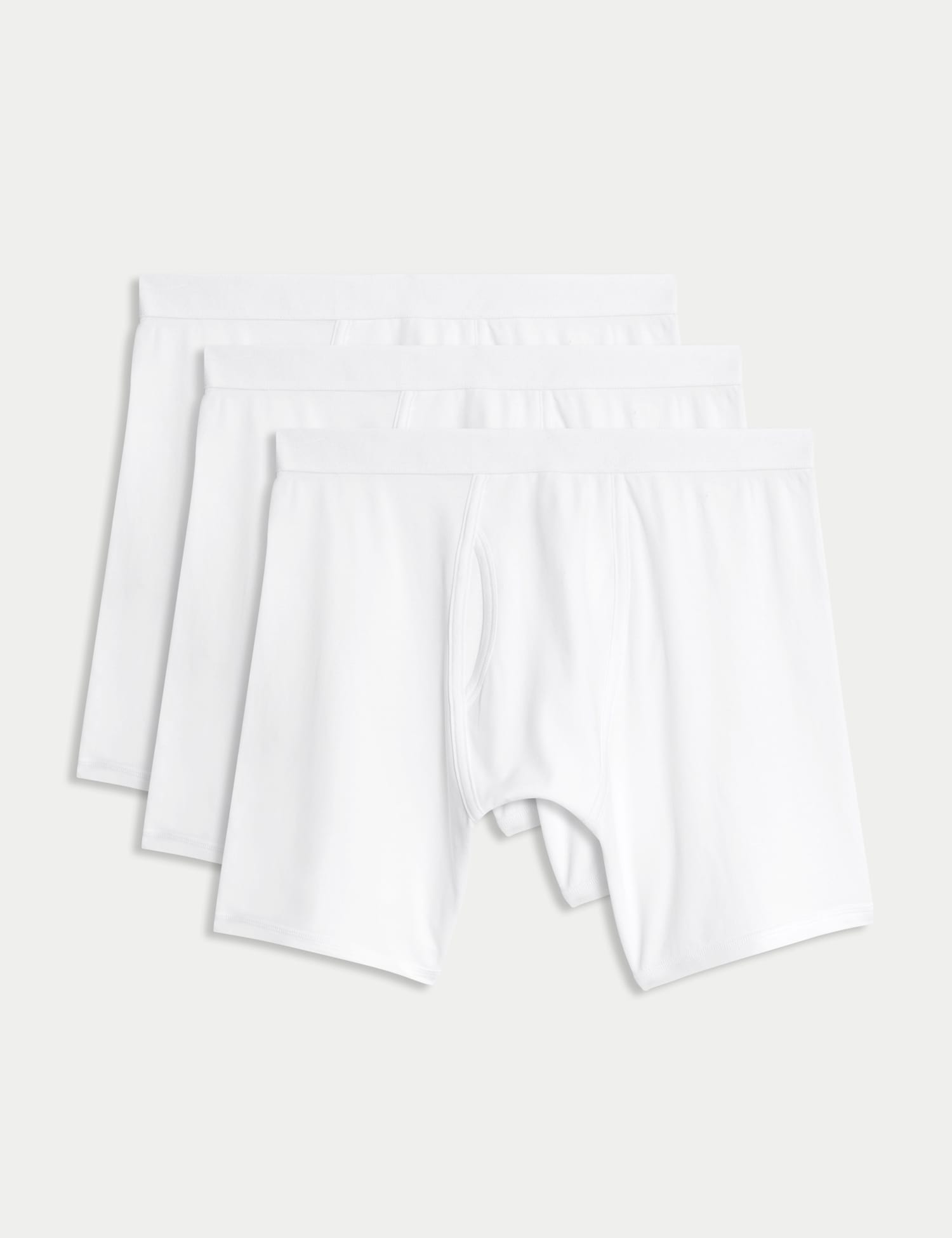 M&S 3 Pack Cotton Rich Cool & Fresh� Longer Length Trunks White