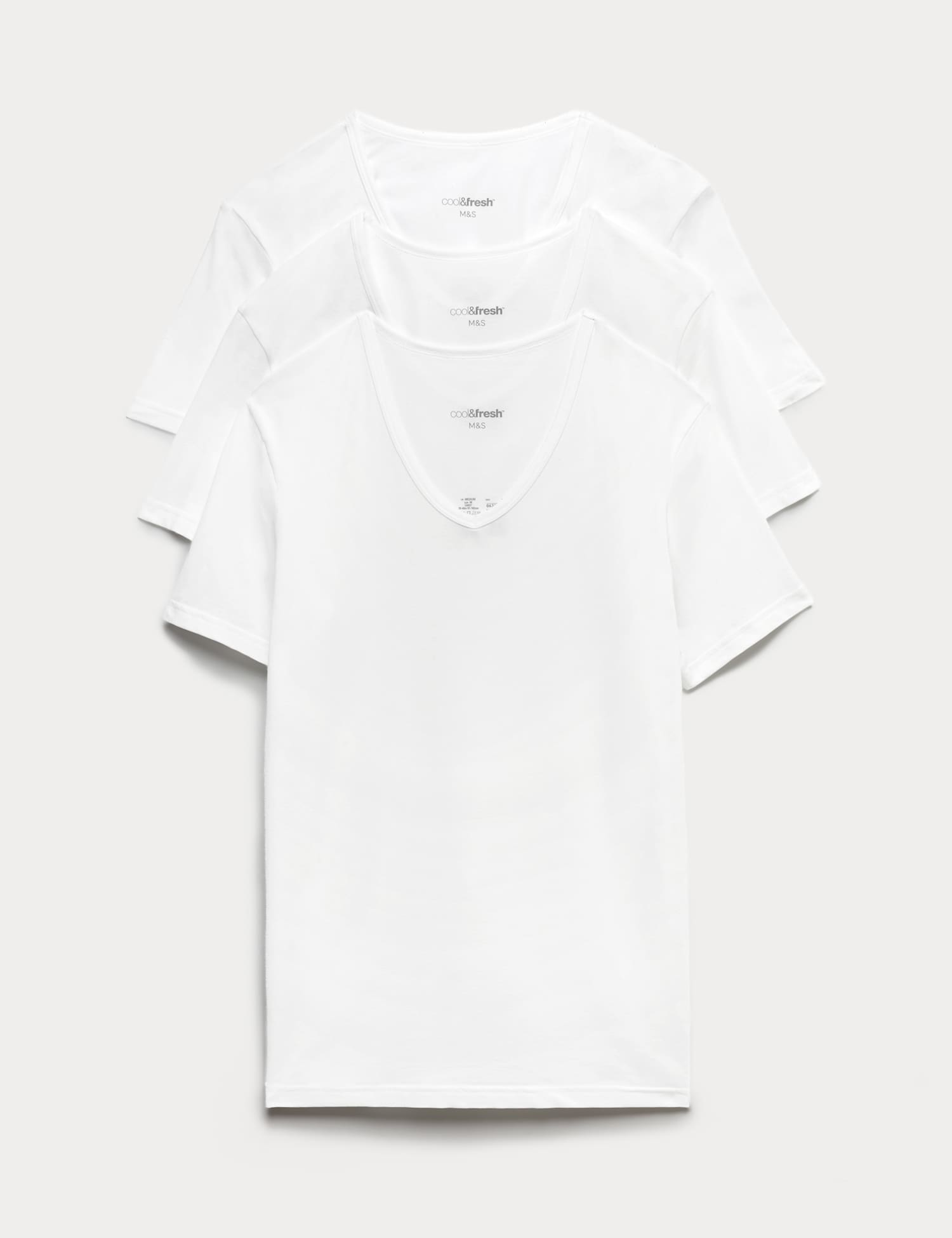 M&S 3 Pack Cotton Rich Cool & Fresh� V-Neck Vests White