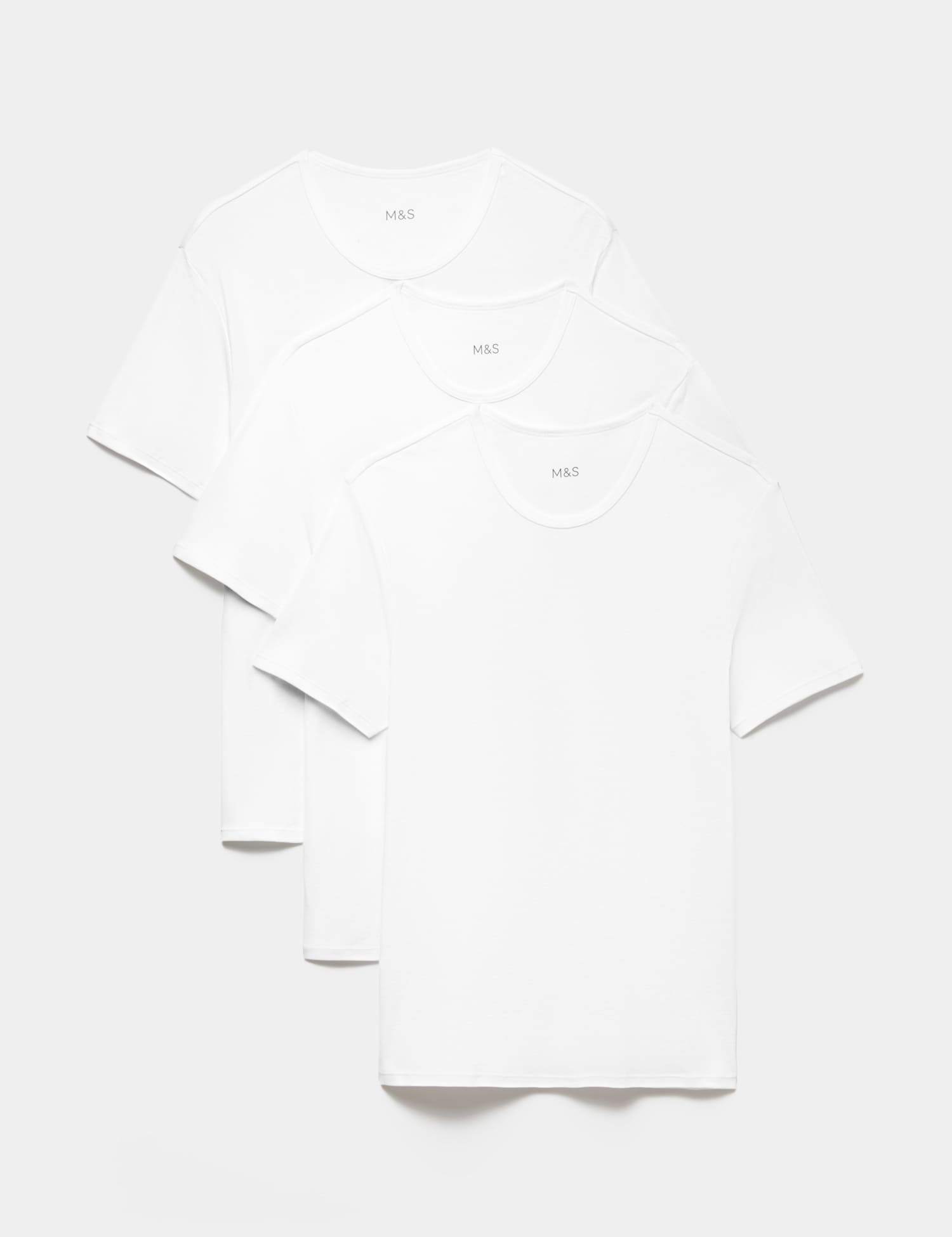 M&S 3 Pack Essential Cotton T-Shirt Vests White