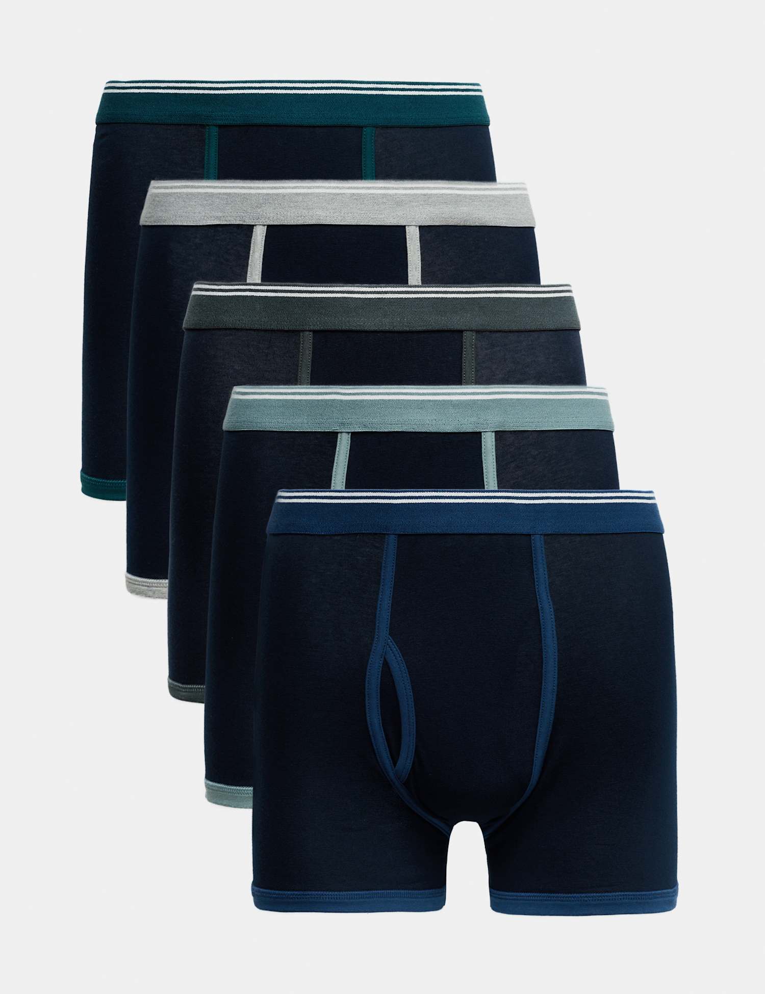 M&S 5 Pack Cotton Stretch Cool & Fresh� Trunks Navy Mix